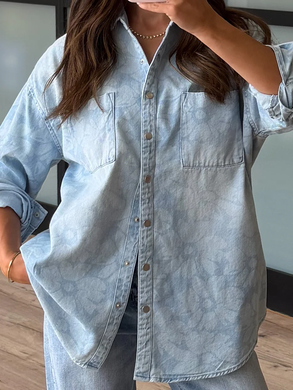 Jordyn Floral Denim Shacket | +Plus Available