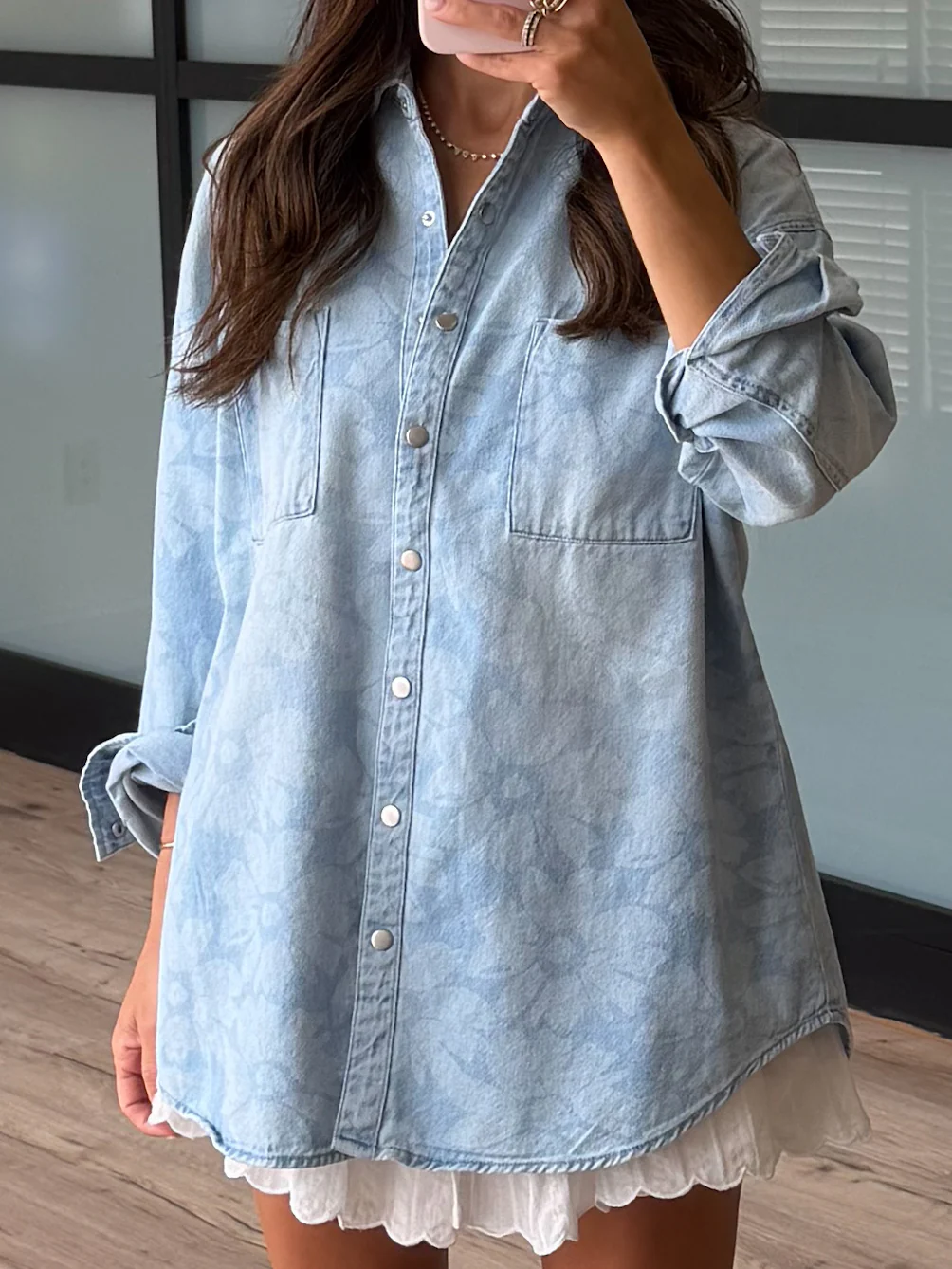Jordyn Floral Denim Shacket | +Plus Available - Image 3