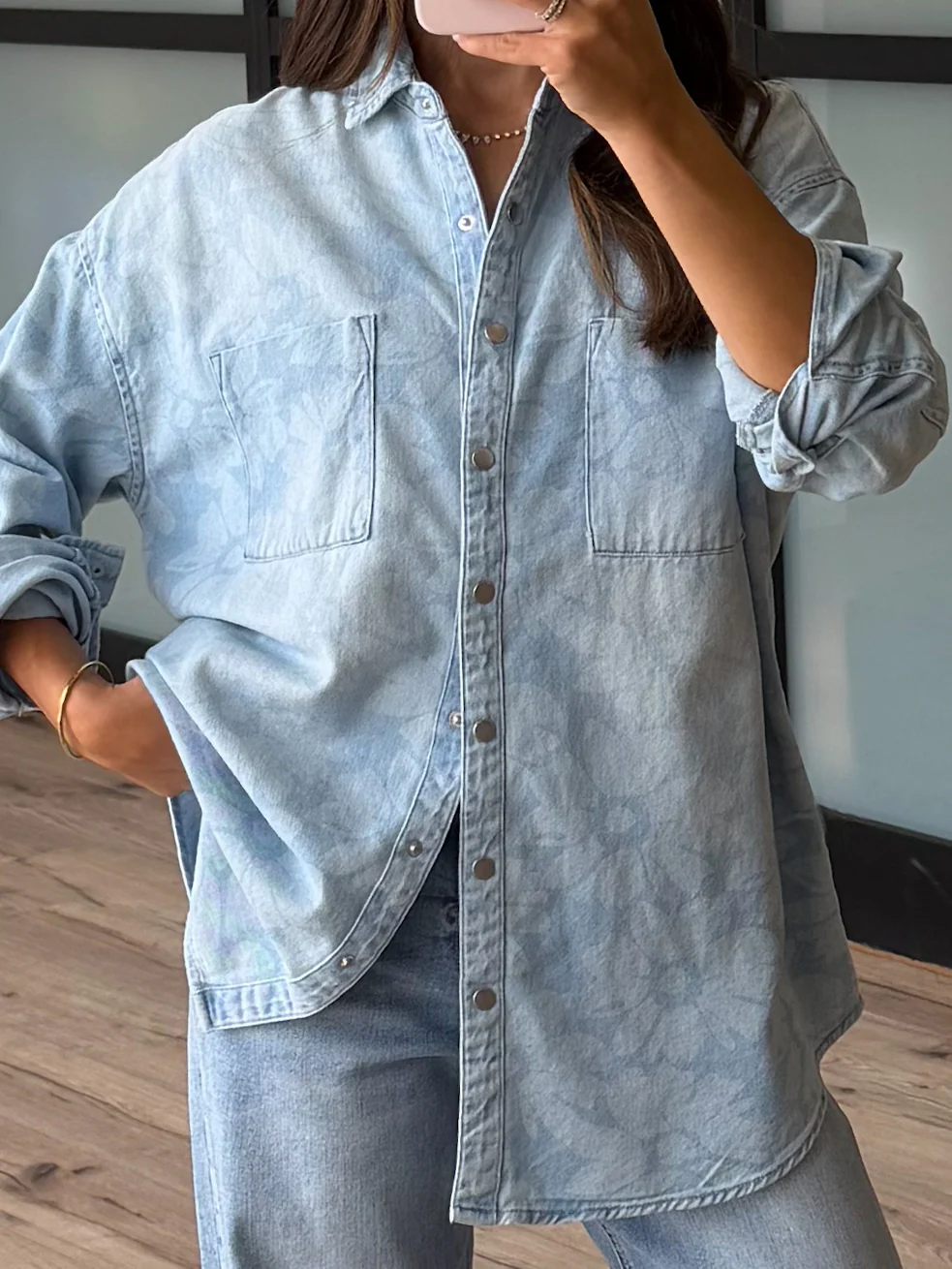 Jordyn Floral Denim Shacket | +Plus Available - Image 6