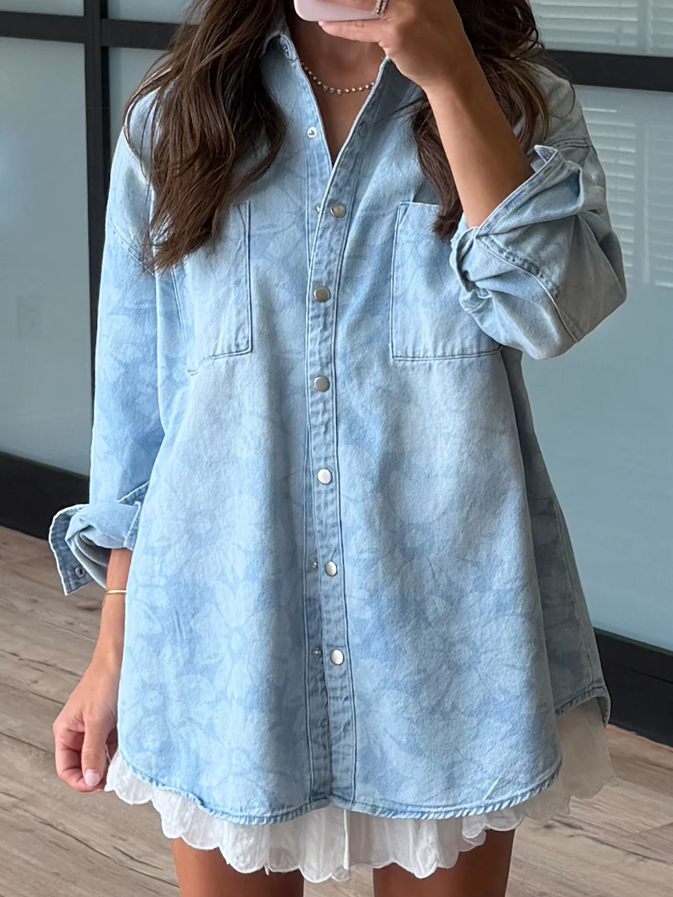 Jordyn Floral Denim Shacket | +Plus Available - Image 7