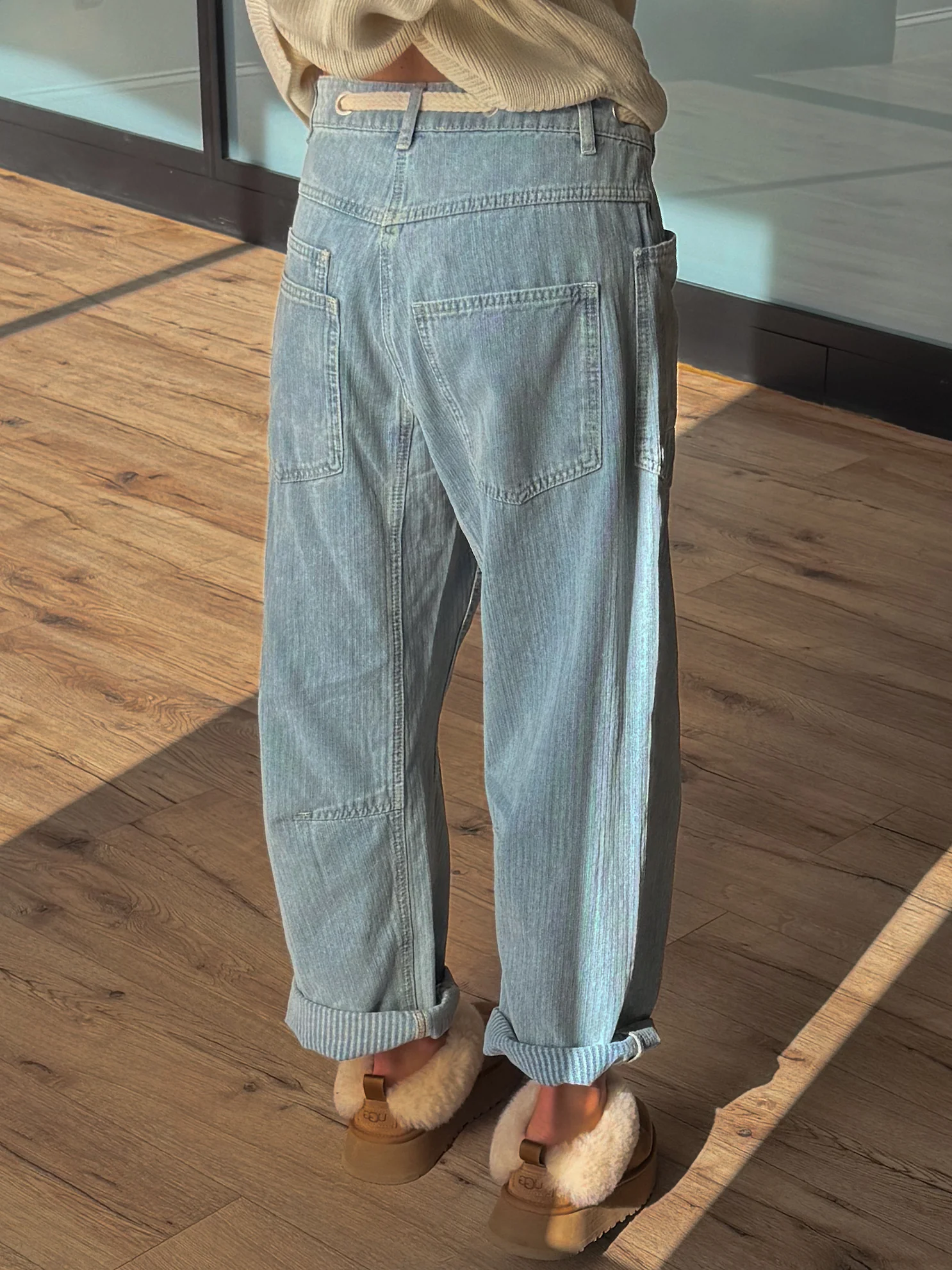 Jules Drawstring Barrel Pants | Light Jacquard - Image 2