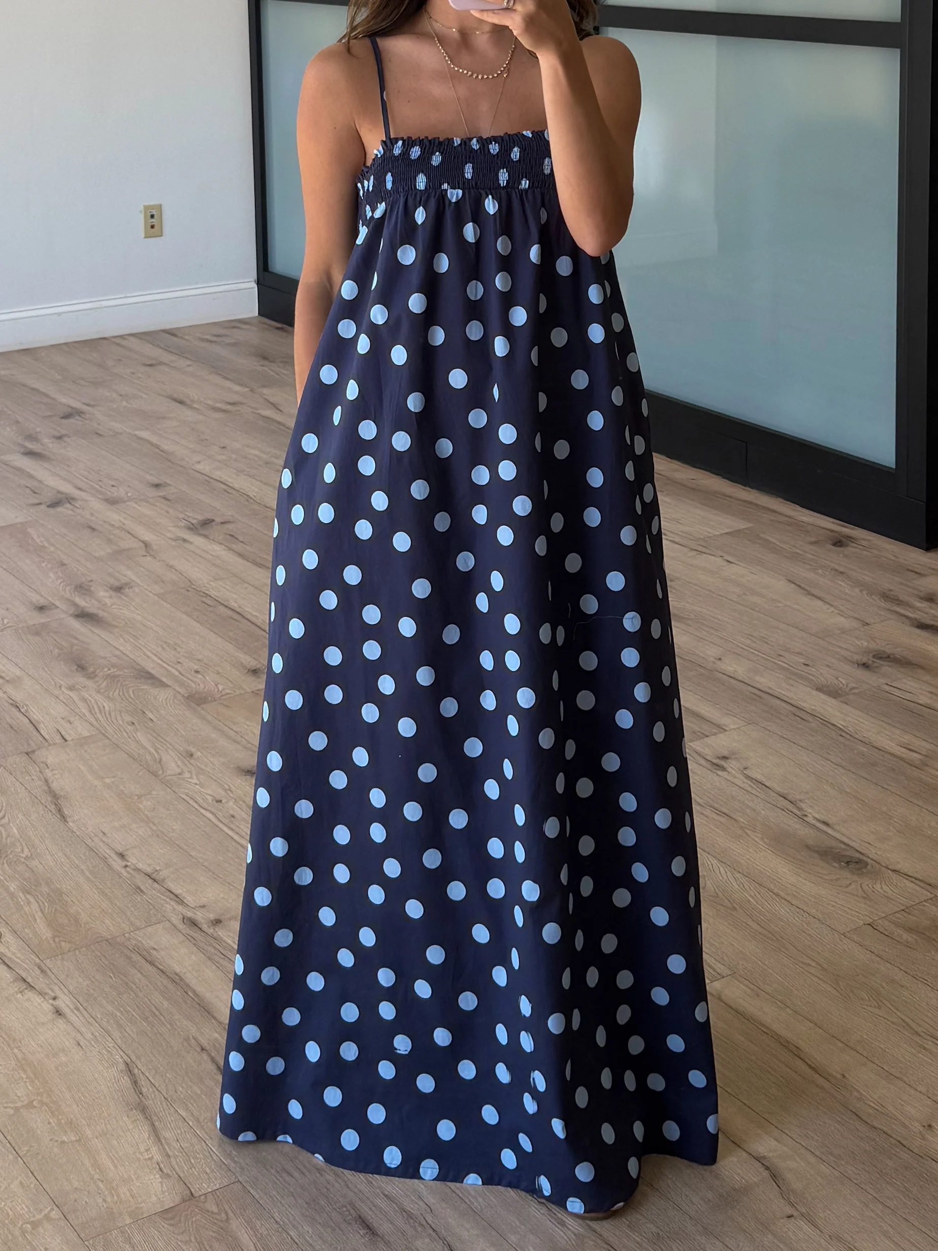 Kaci Polka Dot Maxi Dress | Navy - Image 2