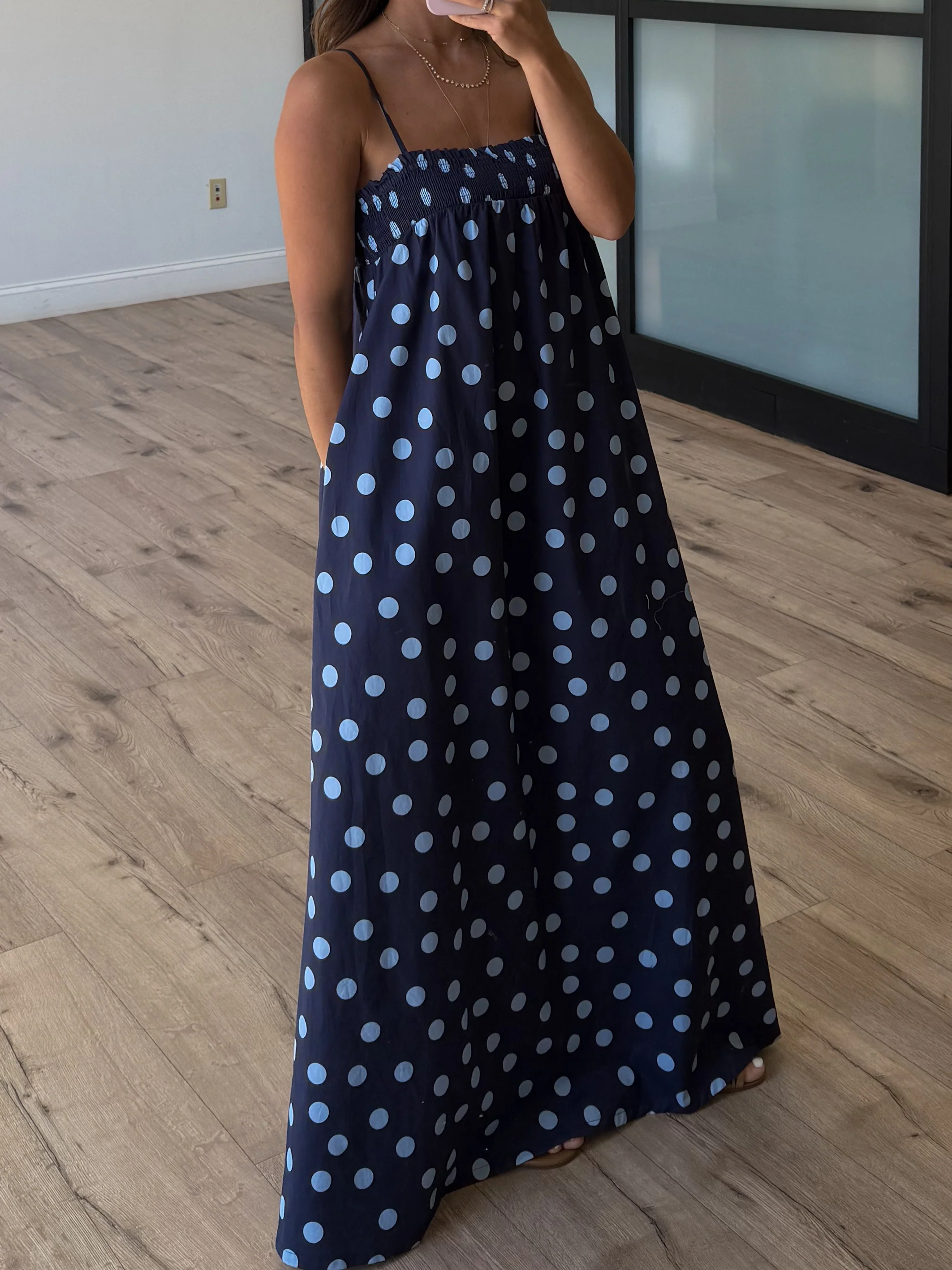 Kaci Polka Dot Maxi Dress | Navy - Image 3