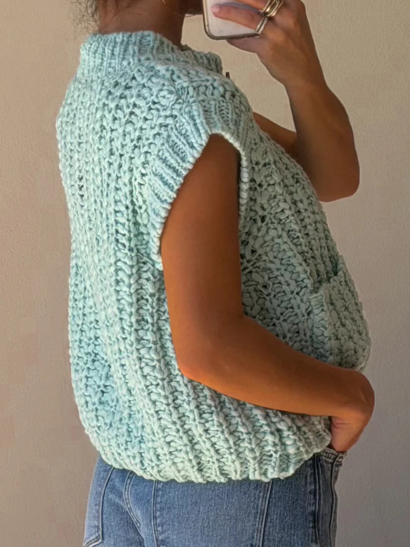 Kassie Chunky Knit Vest | Seafoam - Image 2