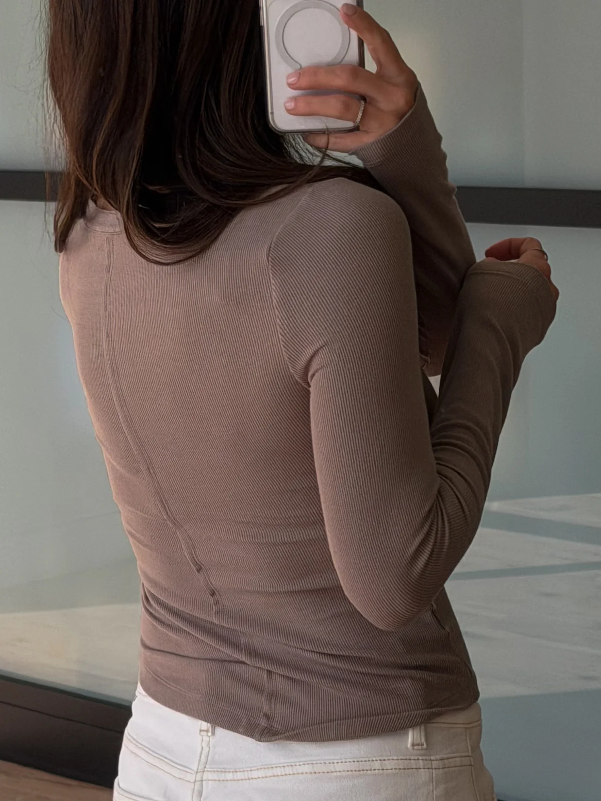 Khloe Ribbed Henley Top | Stone - Image 2