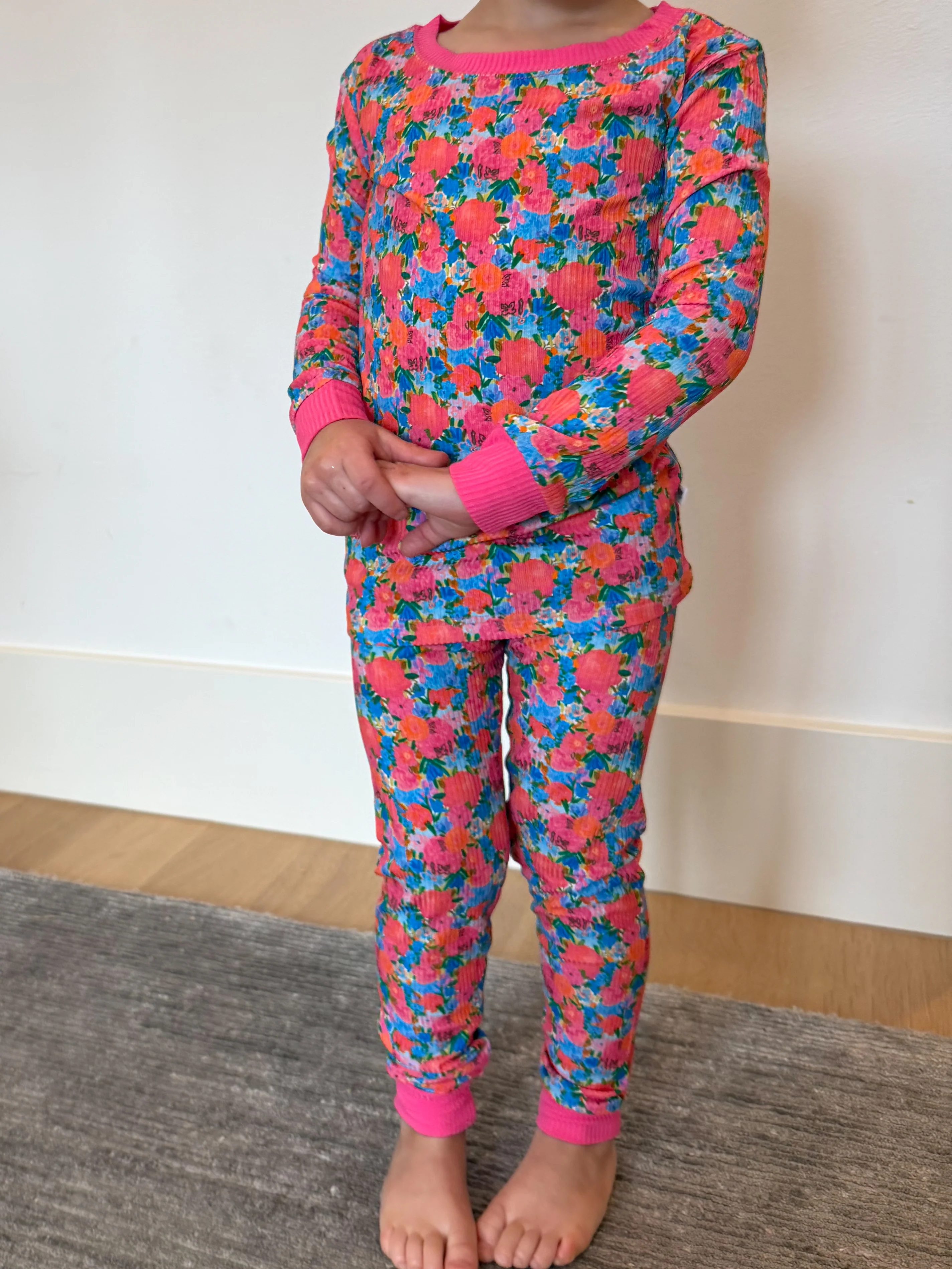 Kids Bold Blooms Two-Piece Ribbed Set | Tiny Talulah - Image 4