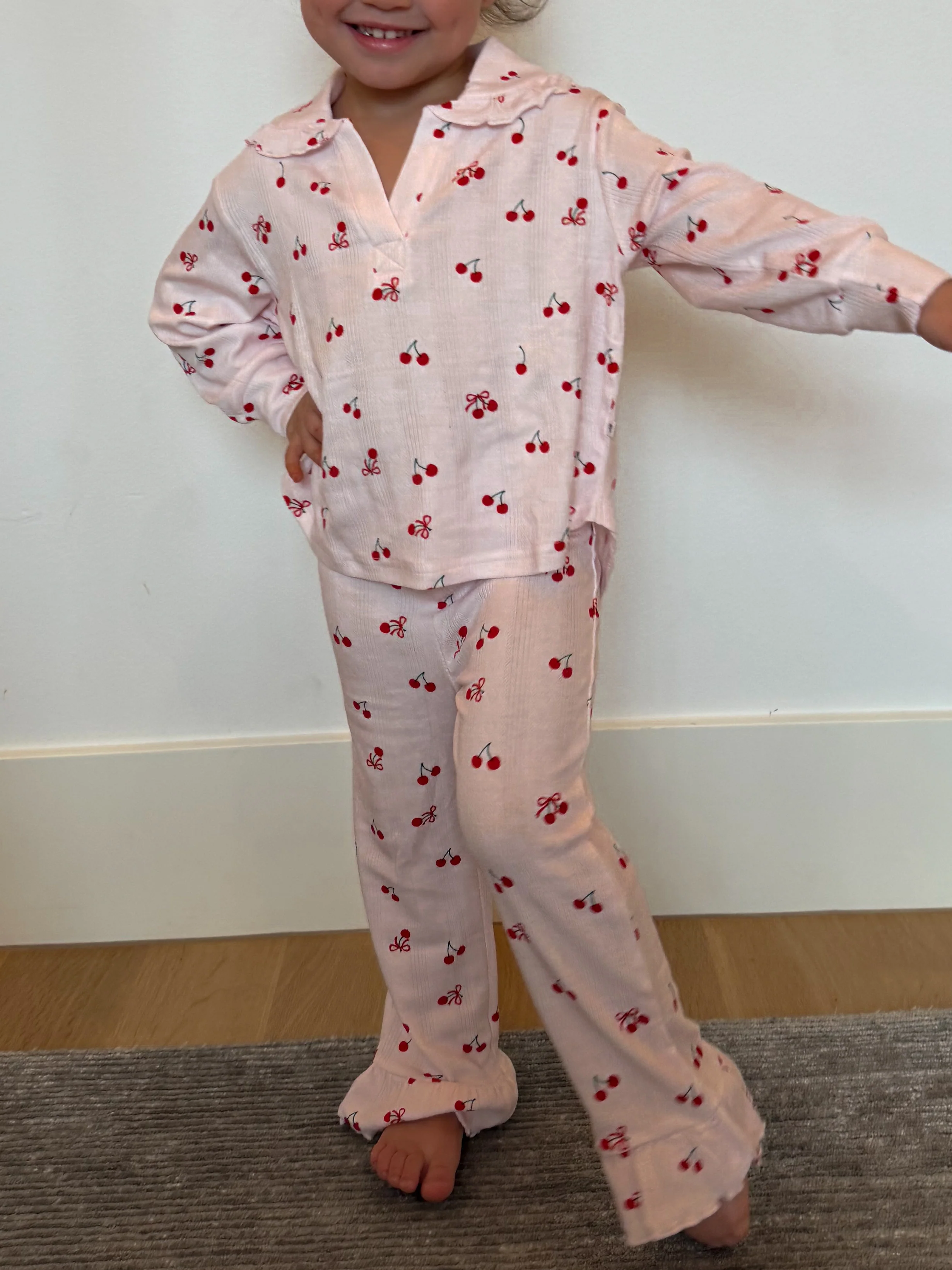 Kids Cherry Pointelle Ruffle Set | Tiny Talulah - Image 4