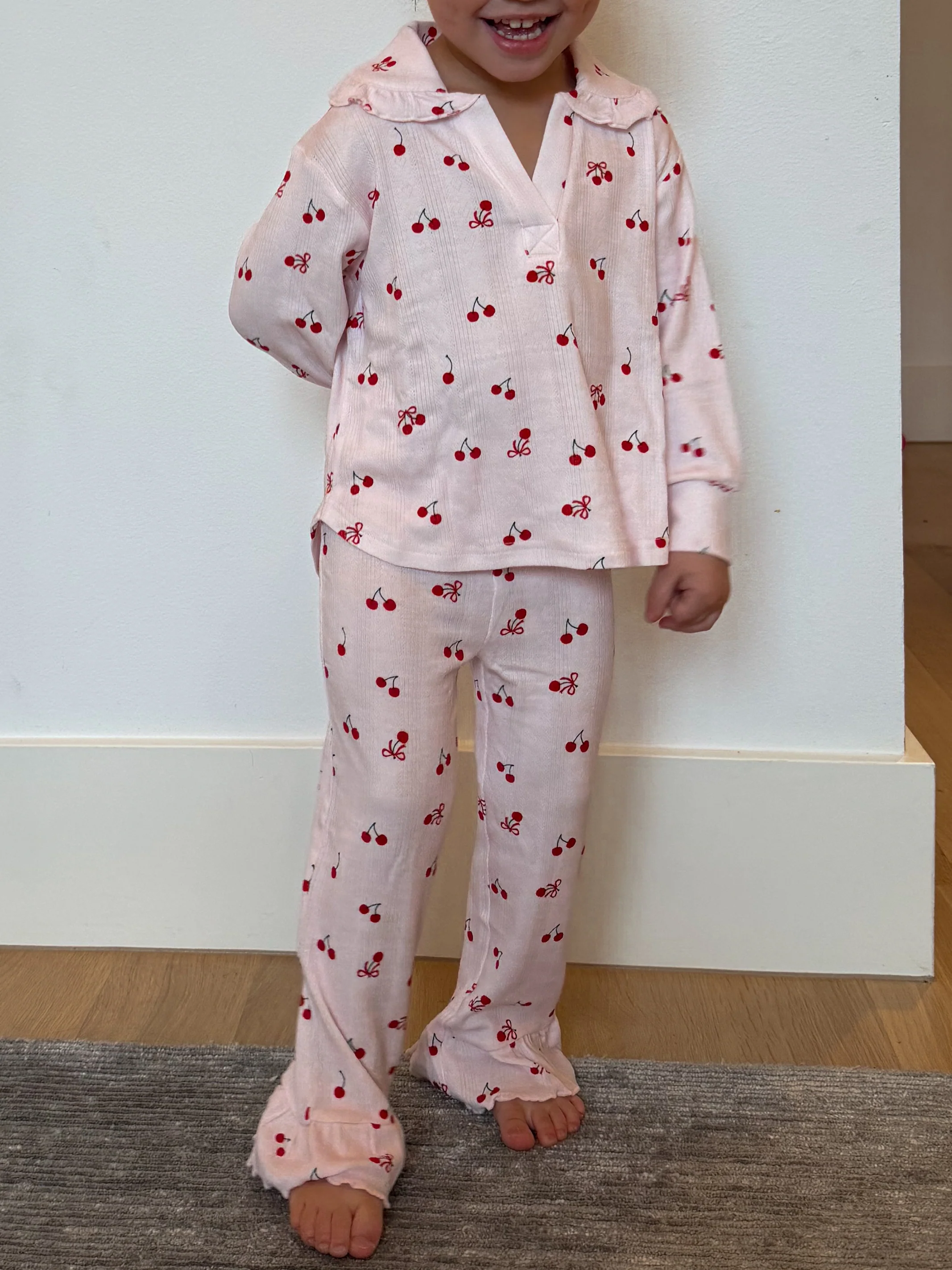 Kids Cherry Pointelle Ruffle Set | Tiny Talulah - Image 5