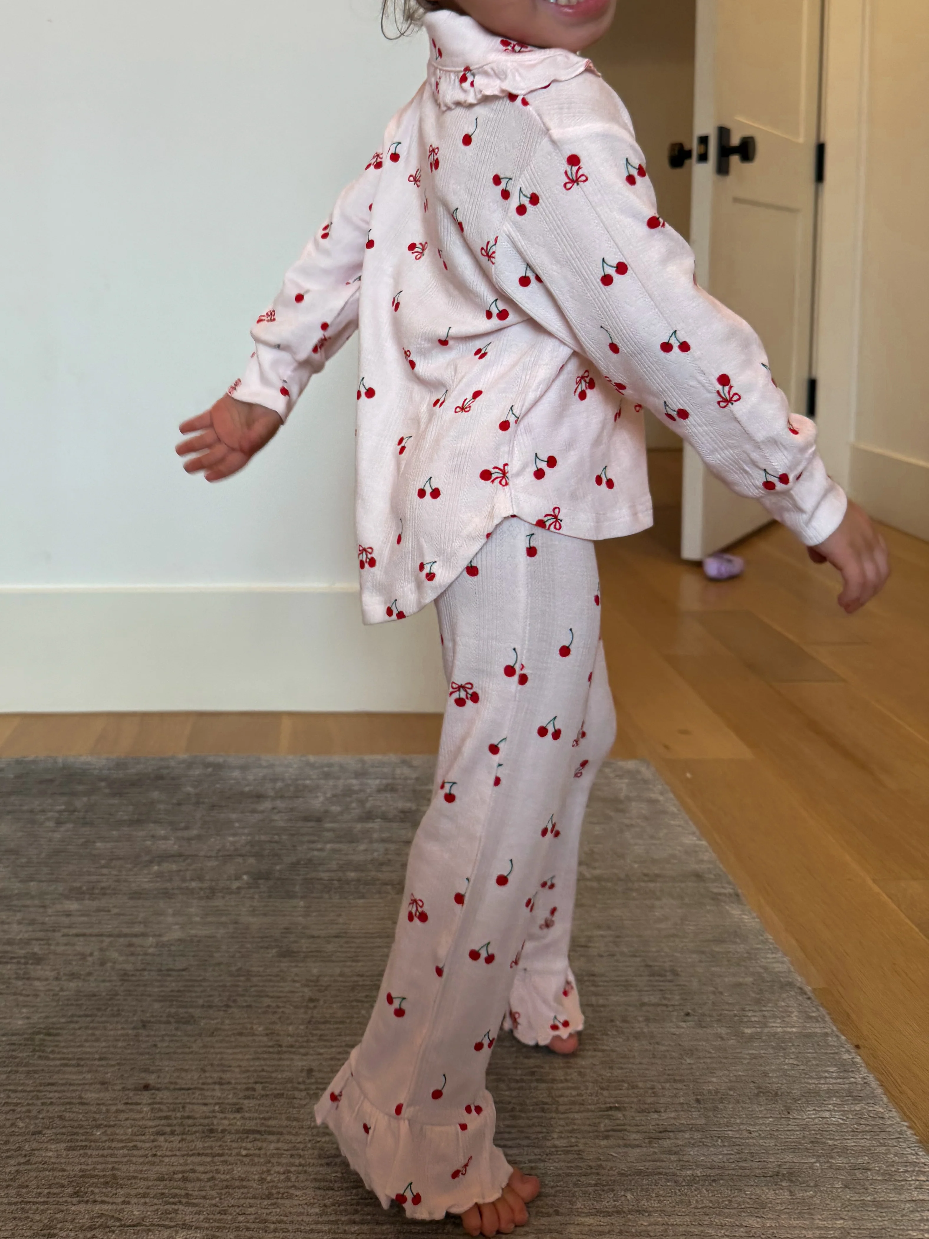 Kids Cherry Pointelle Ruffle Set | Tiny Talulah - Image 6