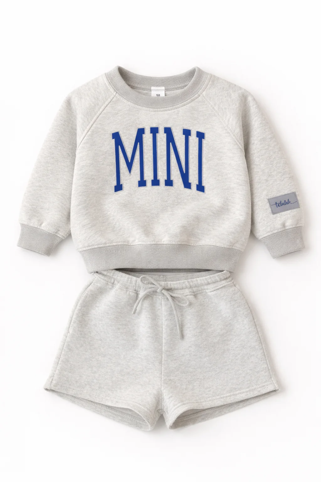 Kids "MINI" Mock Neck Shorts Set | Grey | Tiny Talulah - Image 11