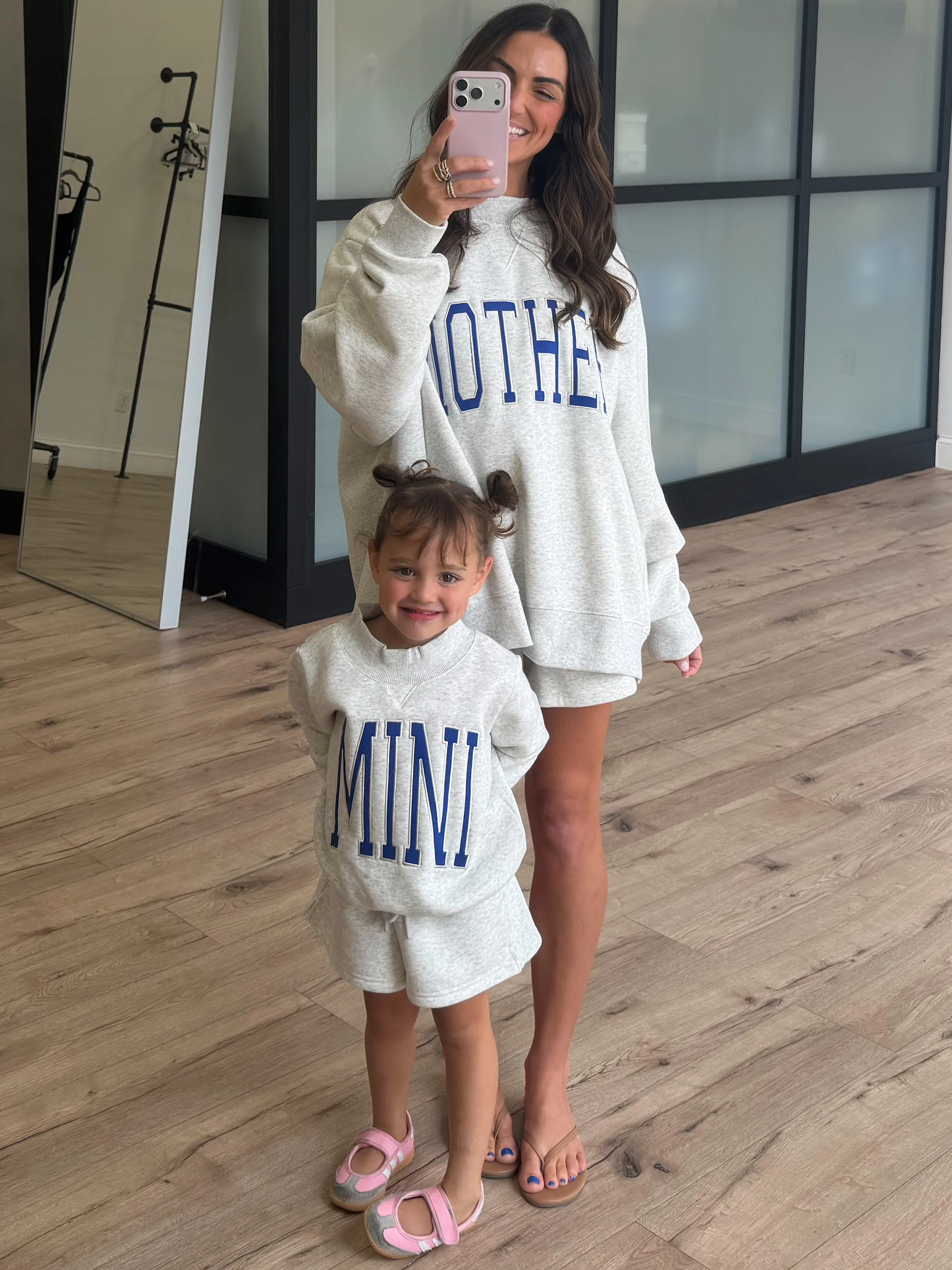 Kids "MINI" Mock Neck Shorts Set | Grey | Tiny Talulah - Image 3