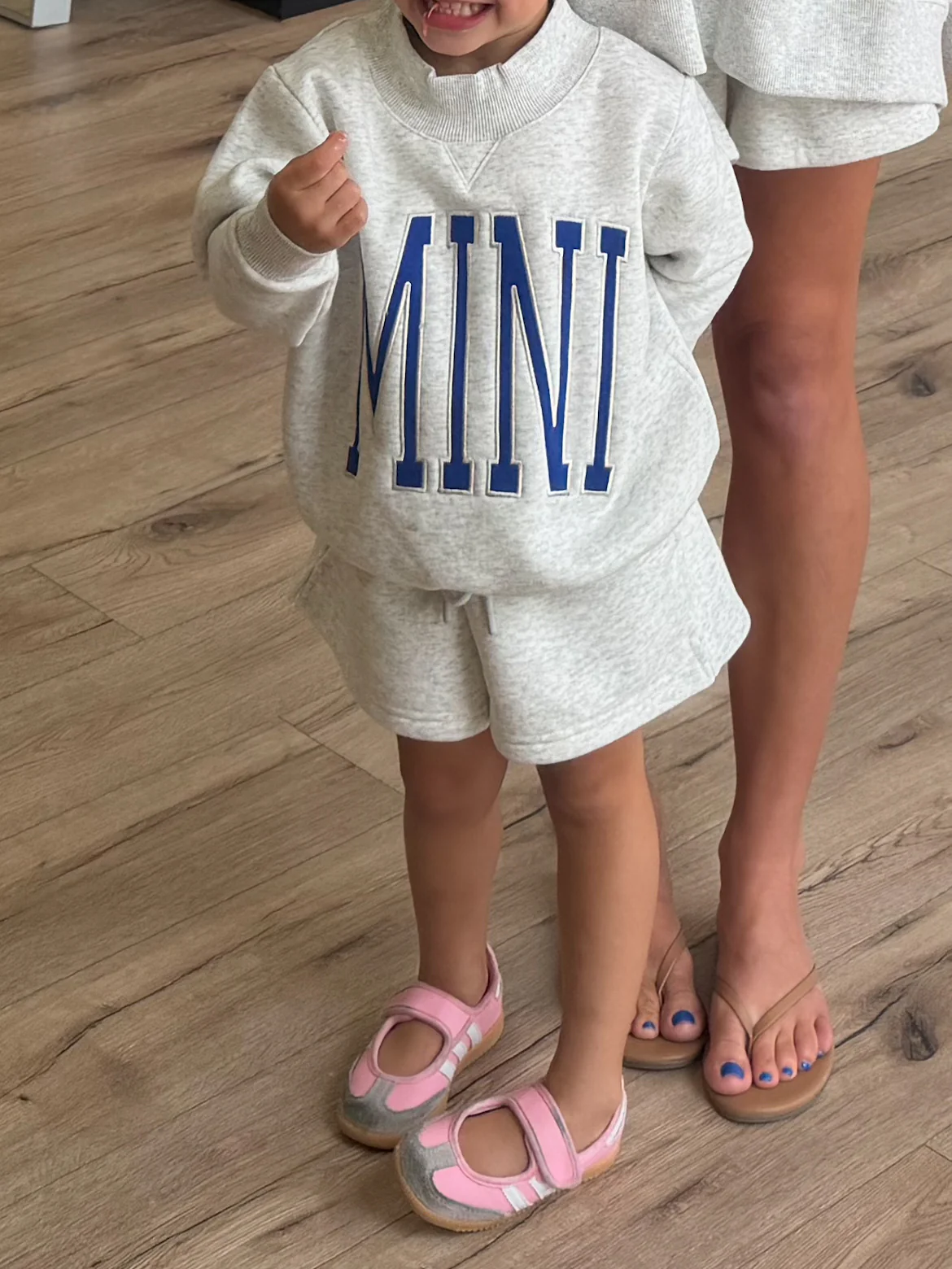 Kids "MINI" Mock Neck Shorts Set | Grey | Tiny Talulah - Image 5