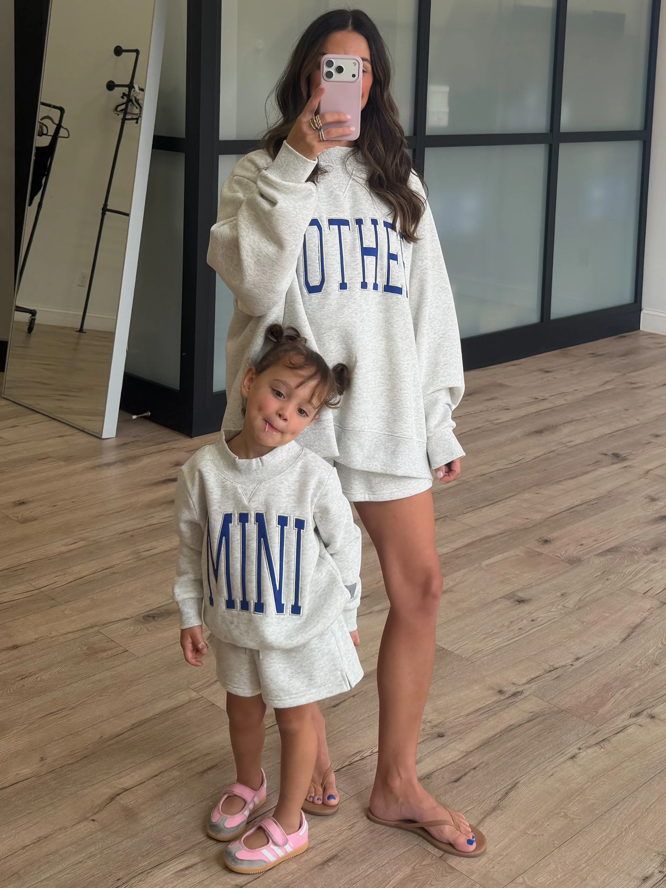 Kids "MINI" Mock Neck Shorts Set | Grey | Tiny Talulah - Image 7