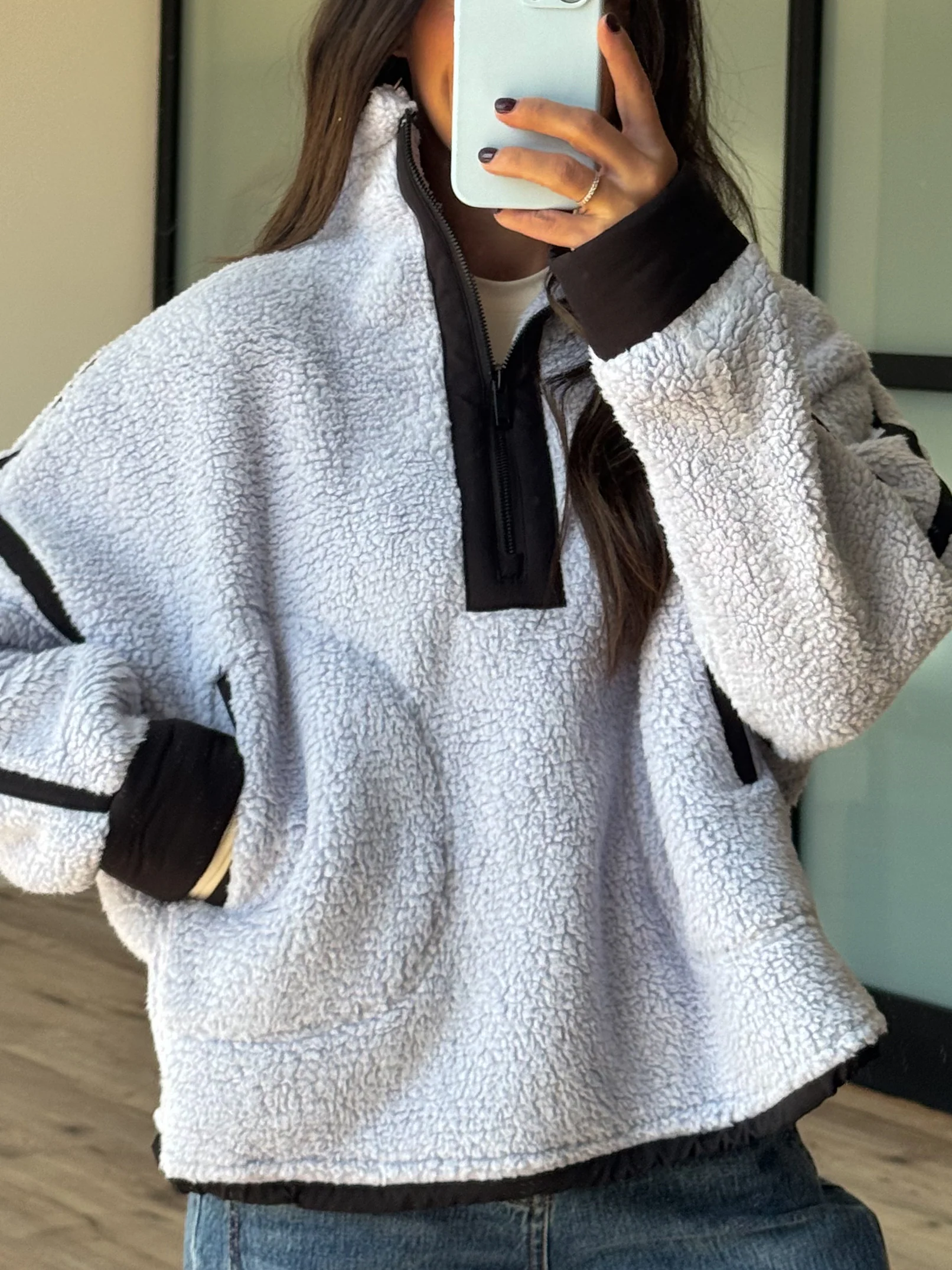 Kota Sherpa Bomber Pullover | Periwinkle - Image 5