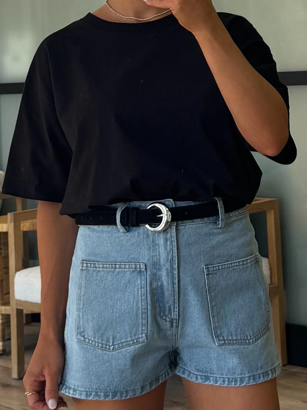 Layken Patch Pocket Denim Shorts - Image 5