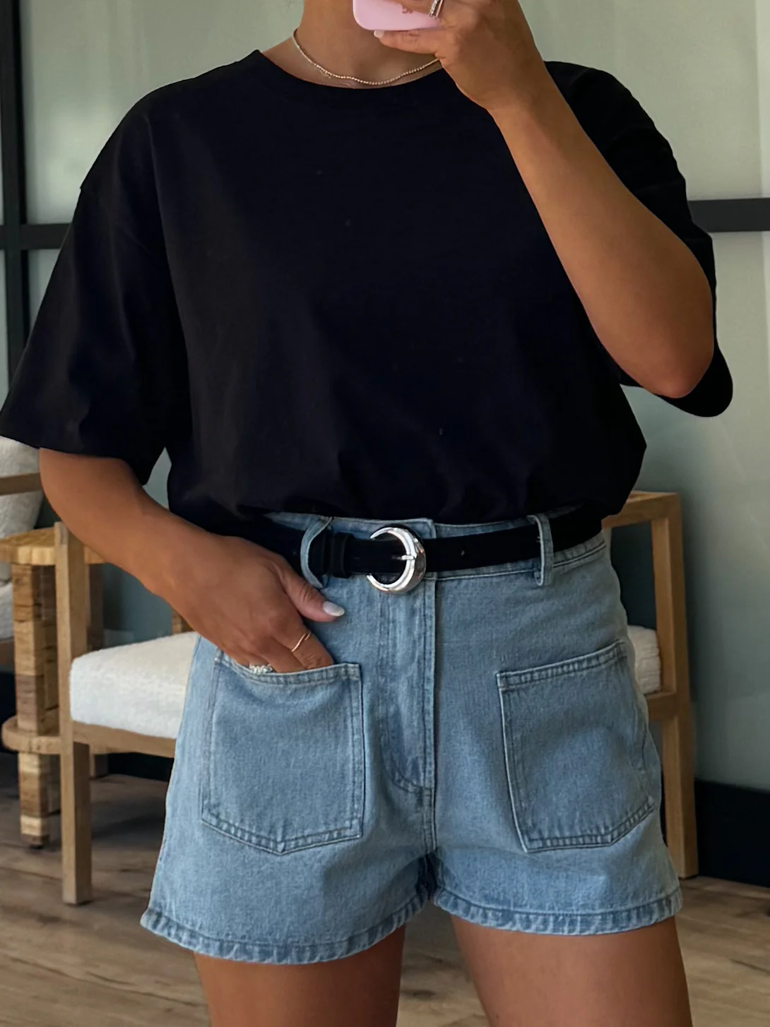 Layken Patch Pocket Denim Shorts - Image 6