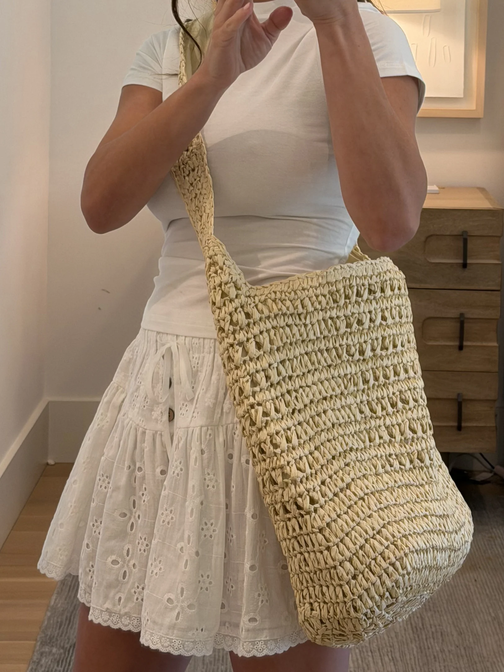 Let's Escape Raffia Tote Bag | Ivory | RESTOCK - Image 4