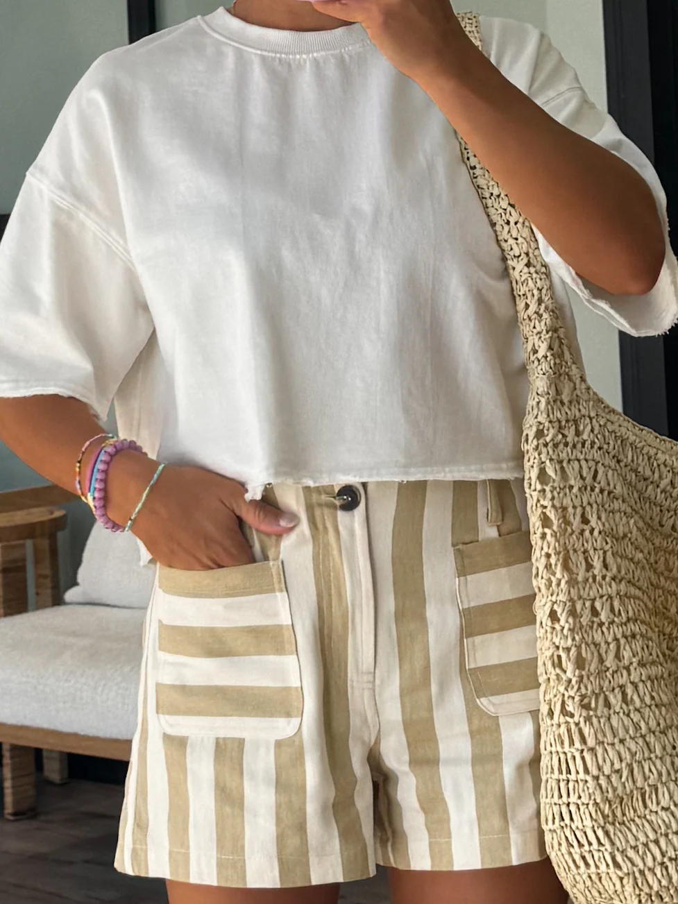 Let's Escape Raffia Tote Bag | Ivory | RESTOCK - Image 6