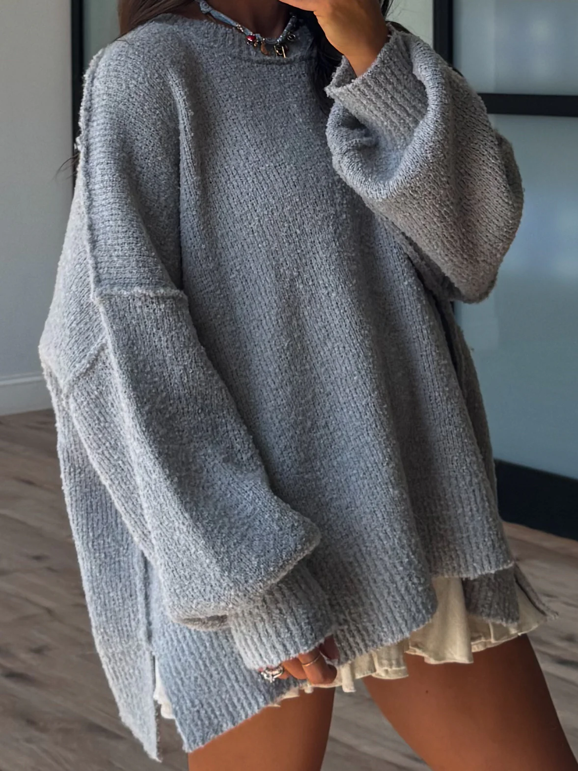 Lev Textured Sweater | Grey | +Plus Available | RESTOCK - Image 2