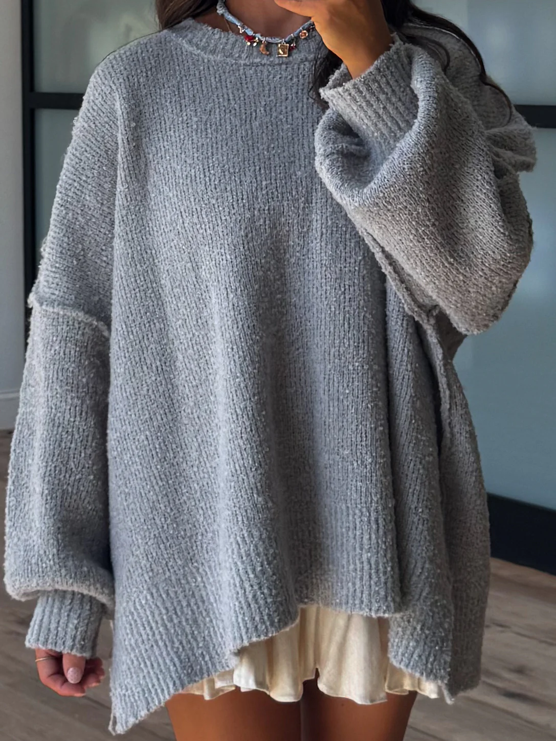 Lev Textured Sweater | Grey | +Plus Available | RESTOCK - Image 4