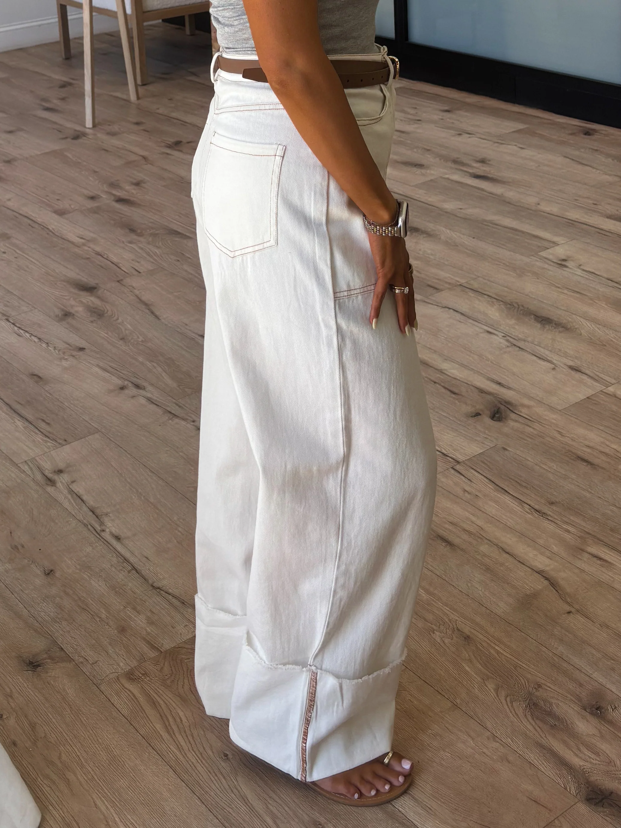 Libby Cuff Pants | White - Image 3