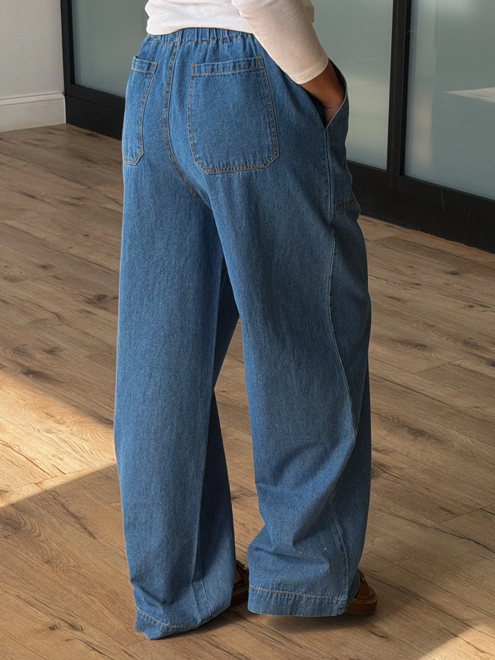 Liv Wide-Leg Drawstring Pants | Medium Wash - Image 2