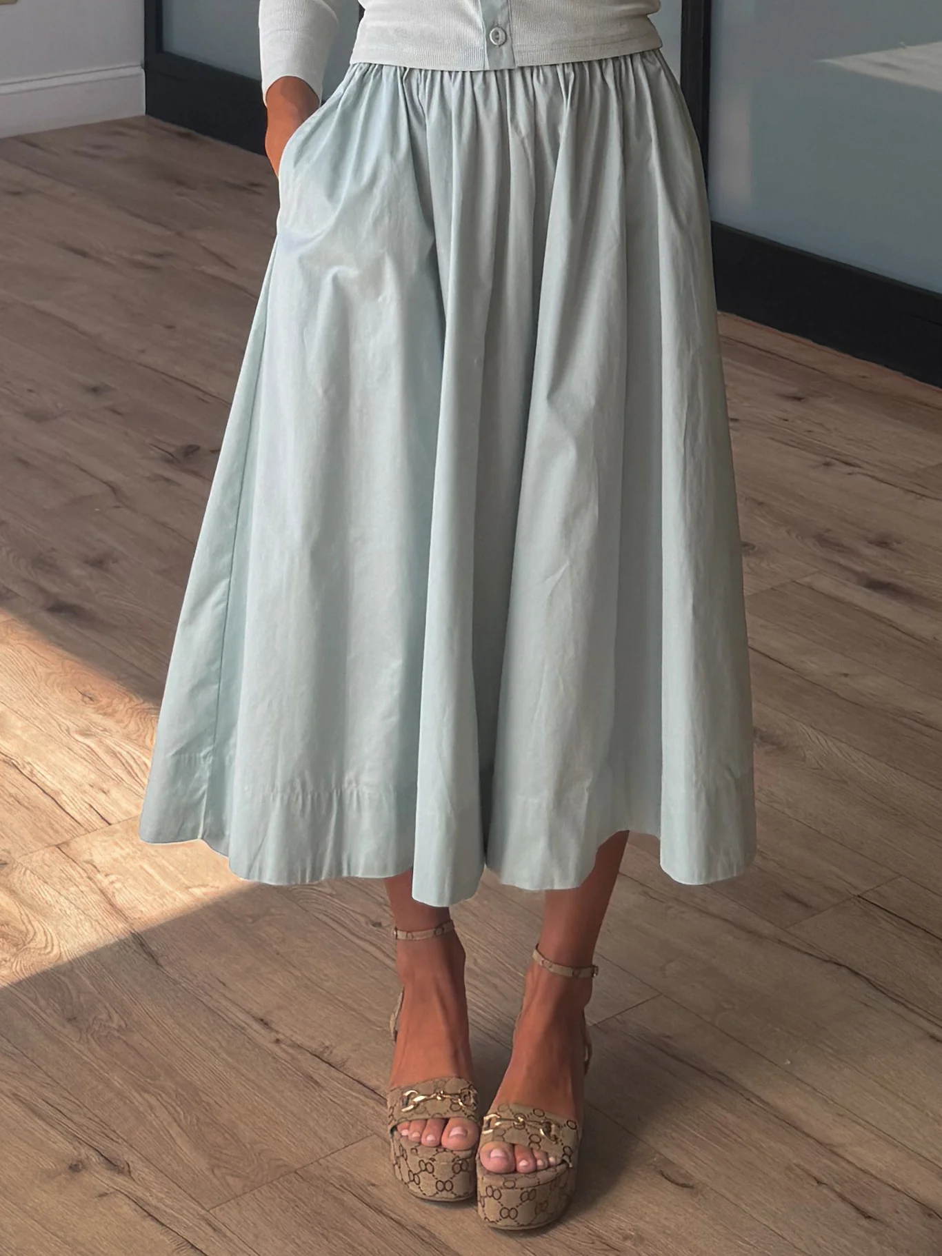 Meant To Be Cotton Skirt | Pale Sky