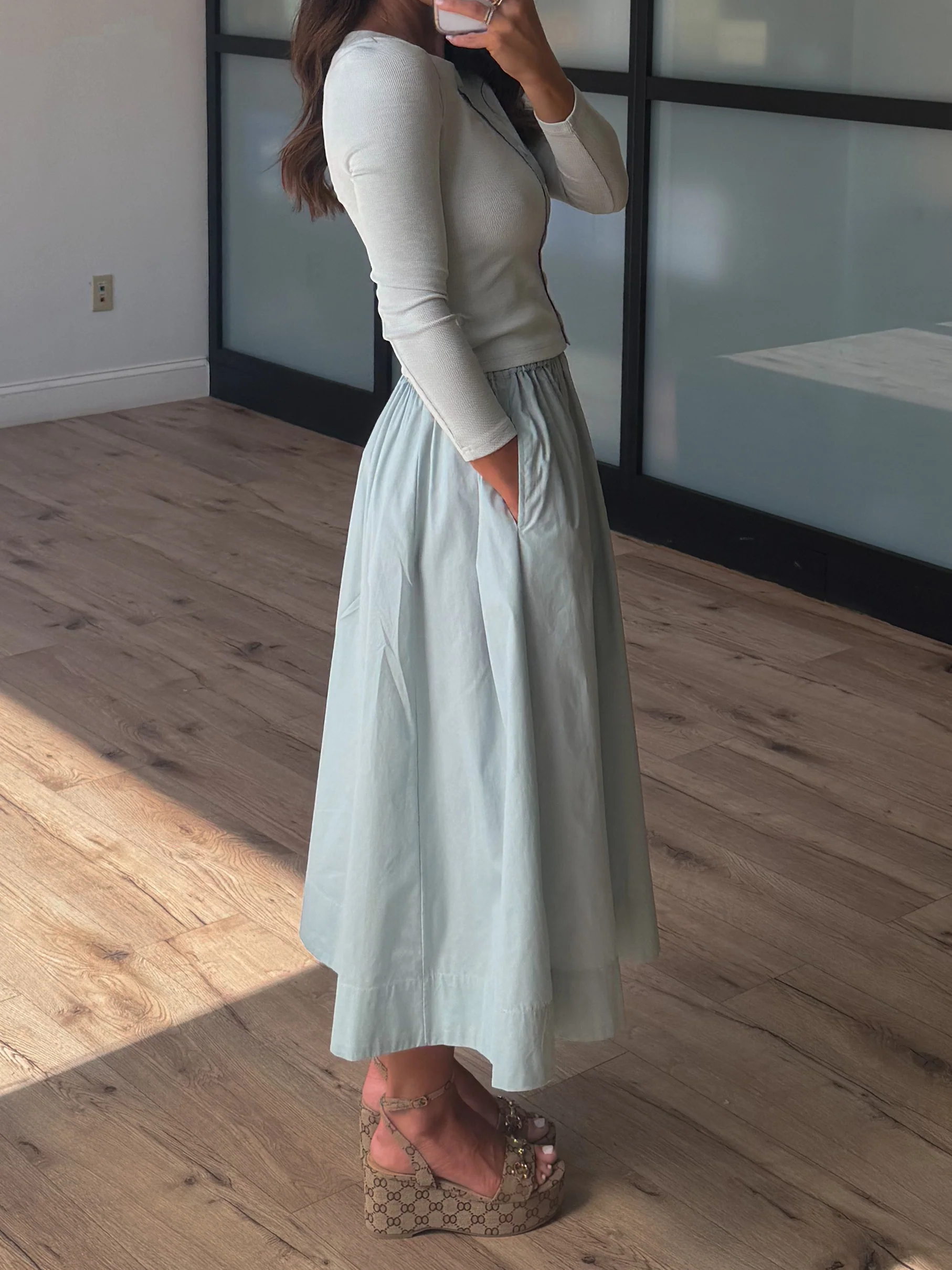 Meant To Be Button-Front Top | Pale Sky - Image 3