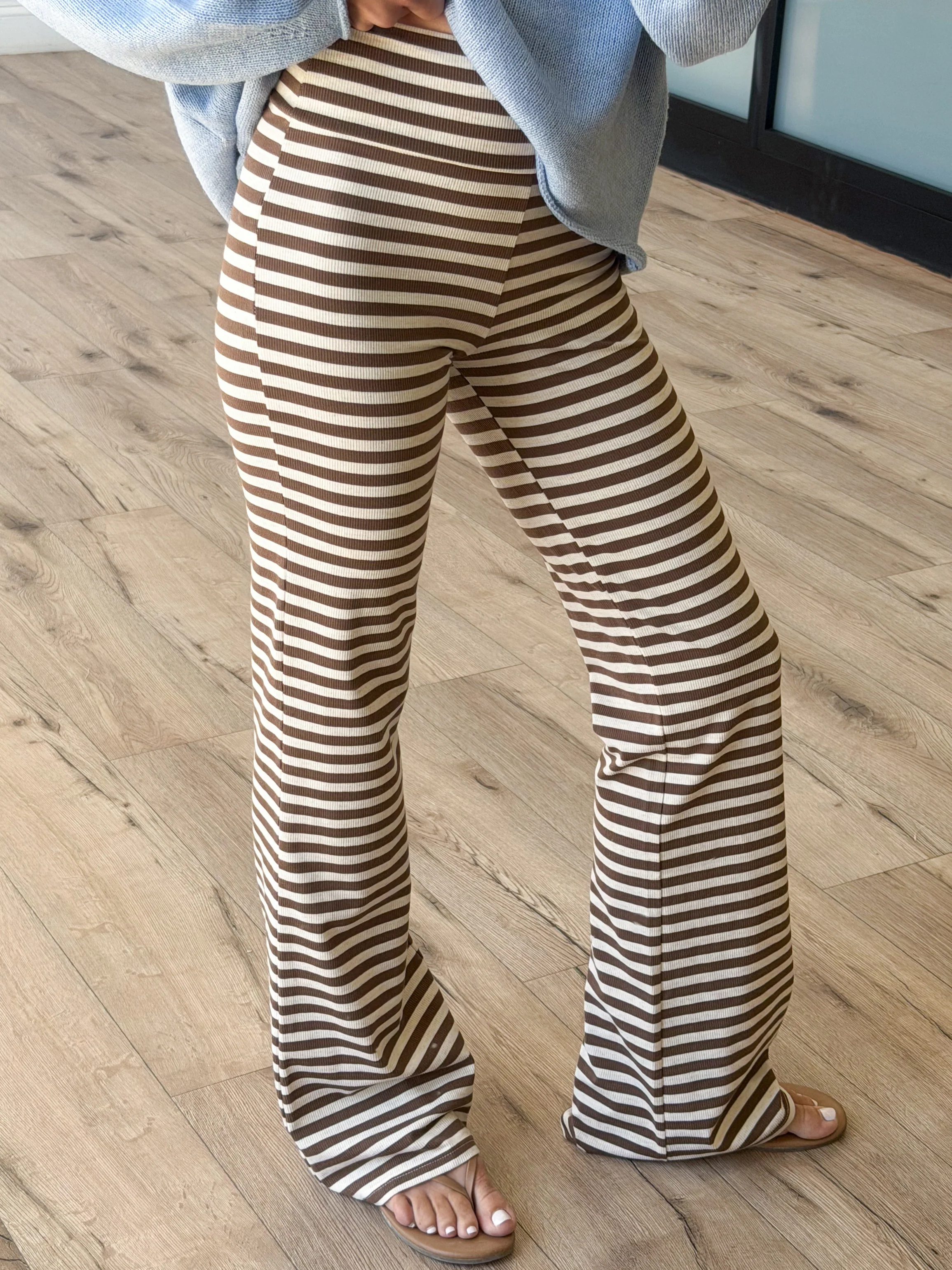 Miah Ribbed Knit Flare Pants | Cocoa Cream - Image 2