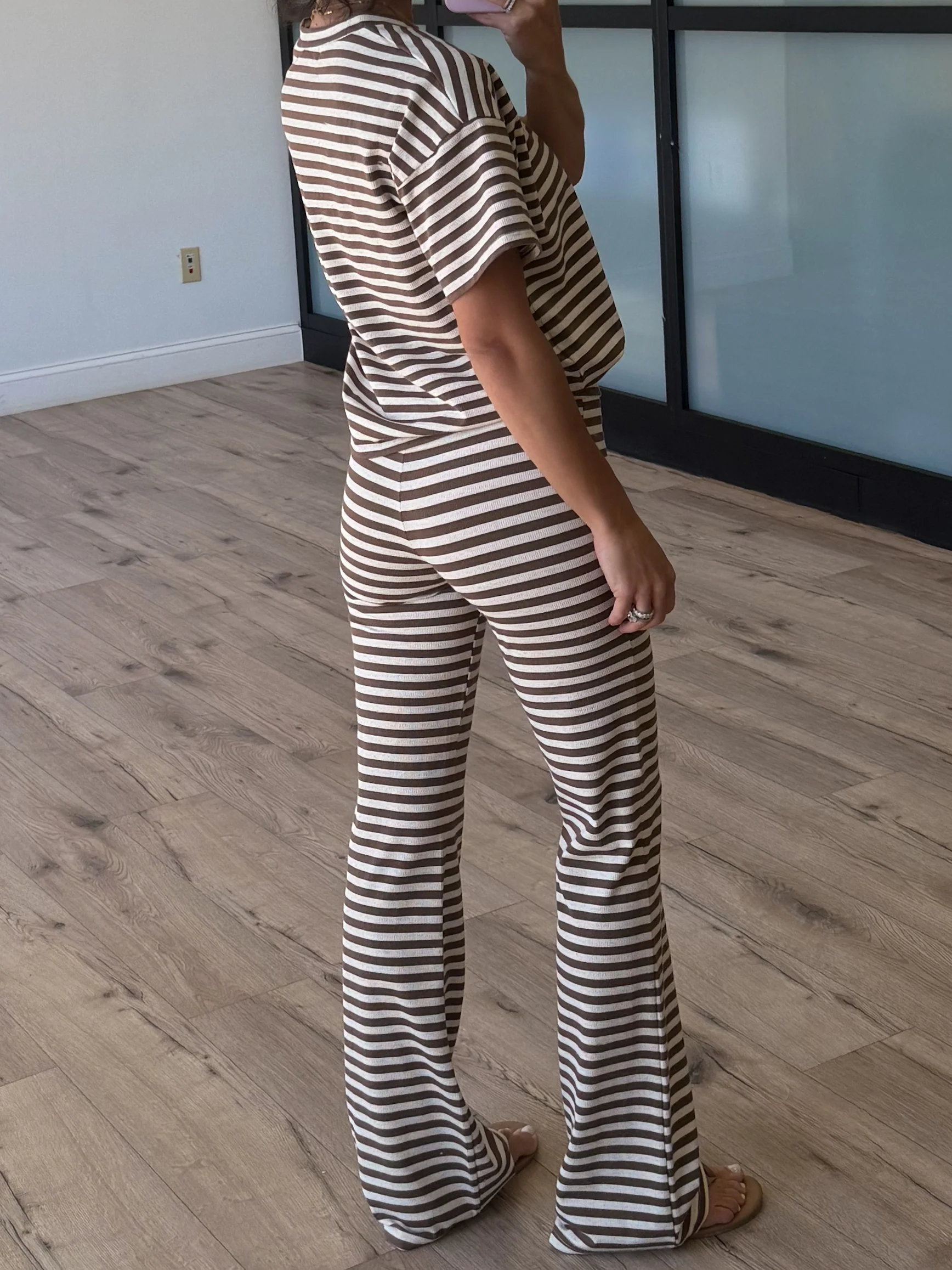 Miah Ribbed Knit Flare Pants | Cocoa Cream - Image 3