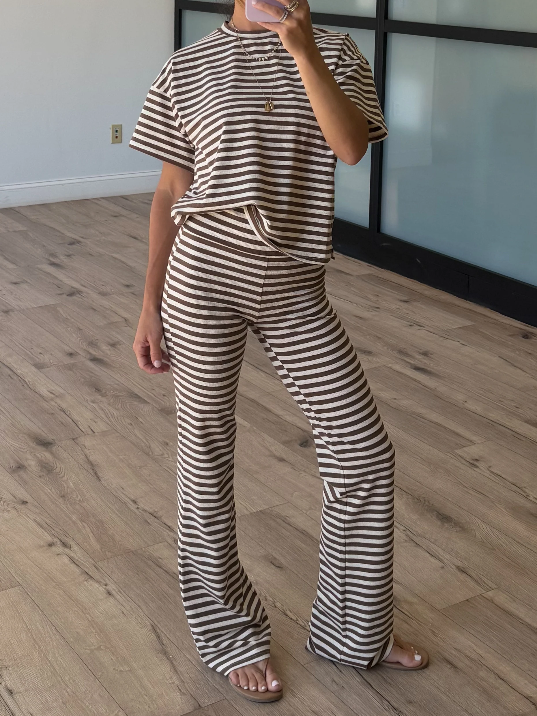 Miah Ribbed Knit Flare Pants | Cocoa Cream - Image 4