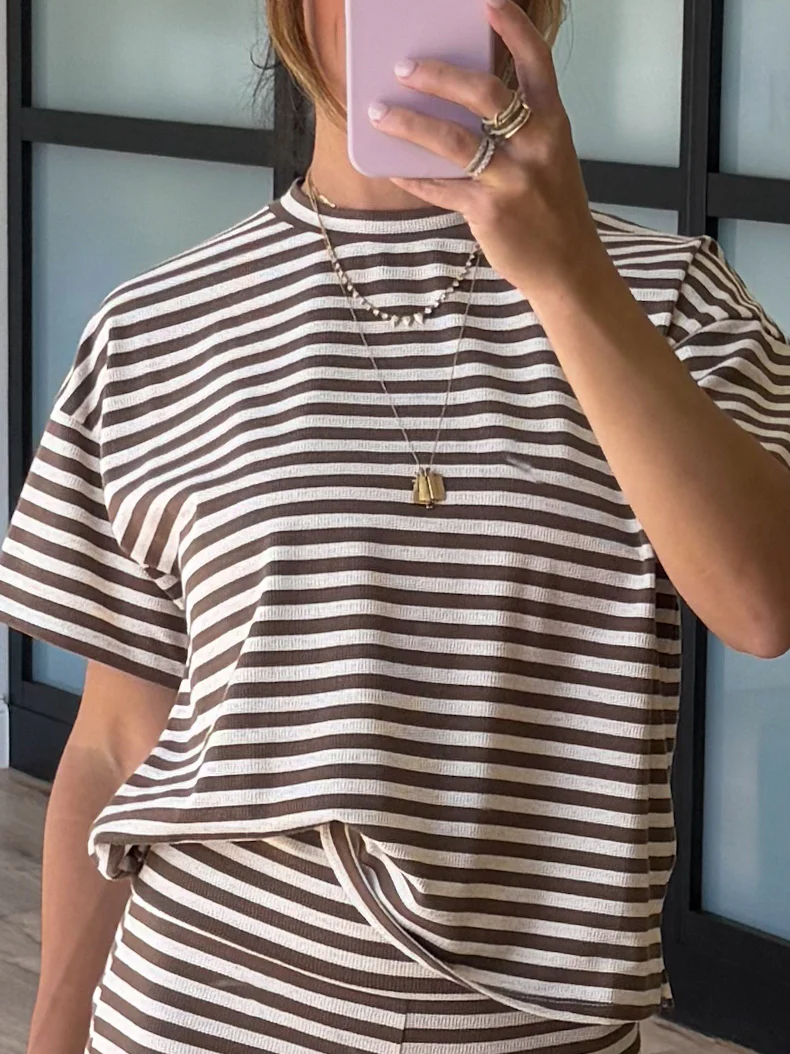 Miah Ribbed Knit Tee | Cocoa Cream - Image 2