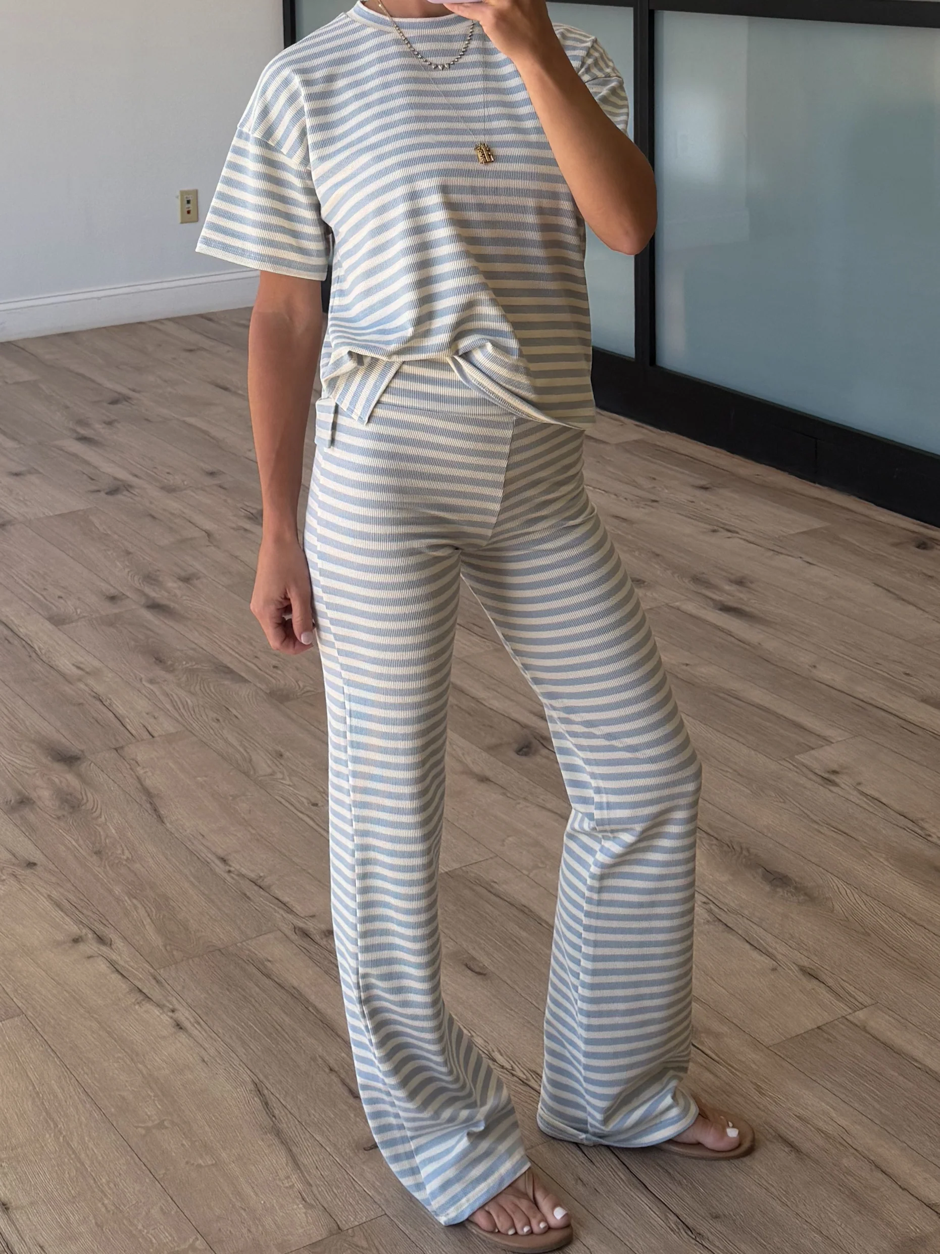 Miah Ribbed Knit Tee | Pale Blue - Image 4