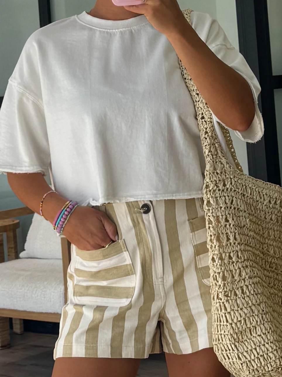 Nicolo Stripe Shorts | Taupe - Image 10