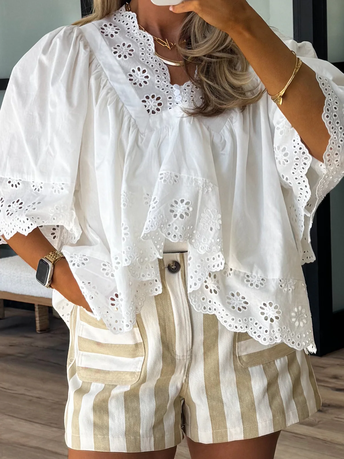 Nicolo Stripe Shorts | Taupe - Image 8