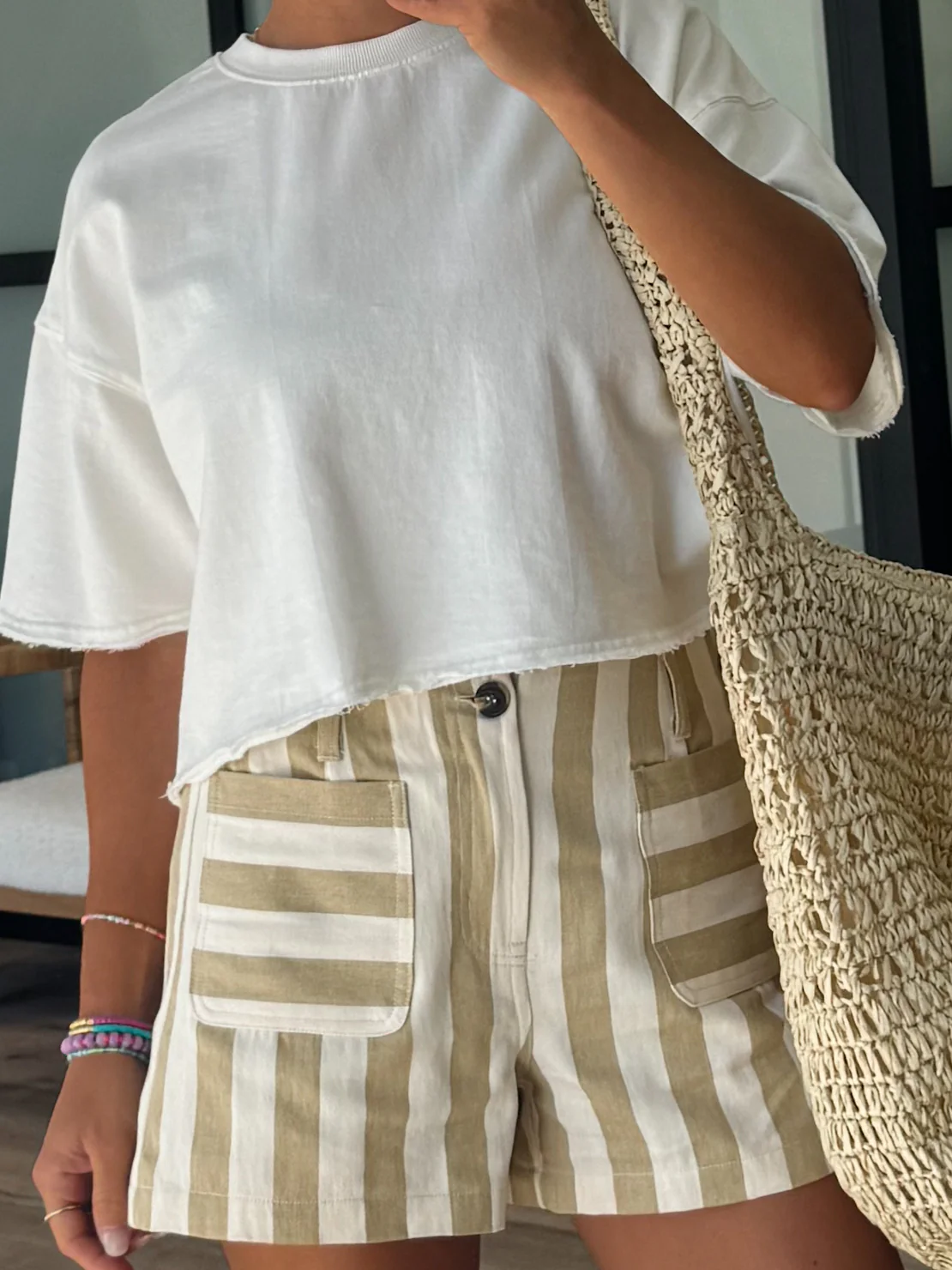 Nicolo Stripe Shorts | Taupe - Image 9