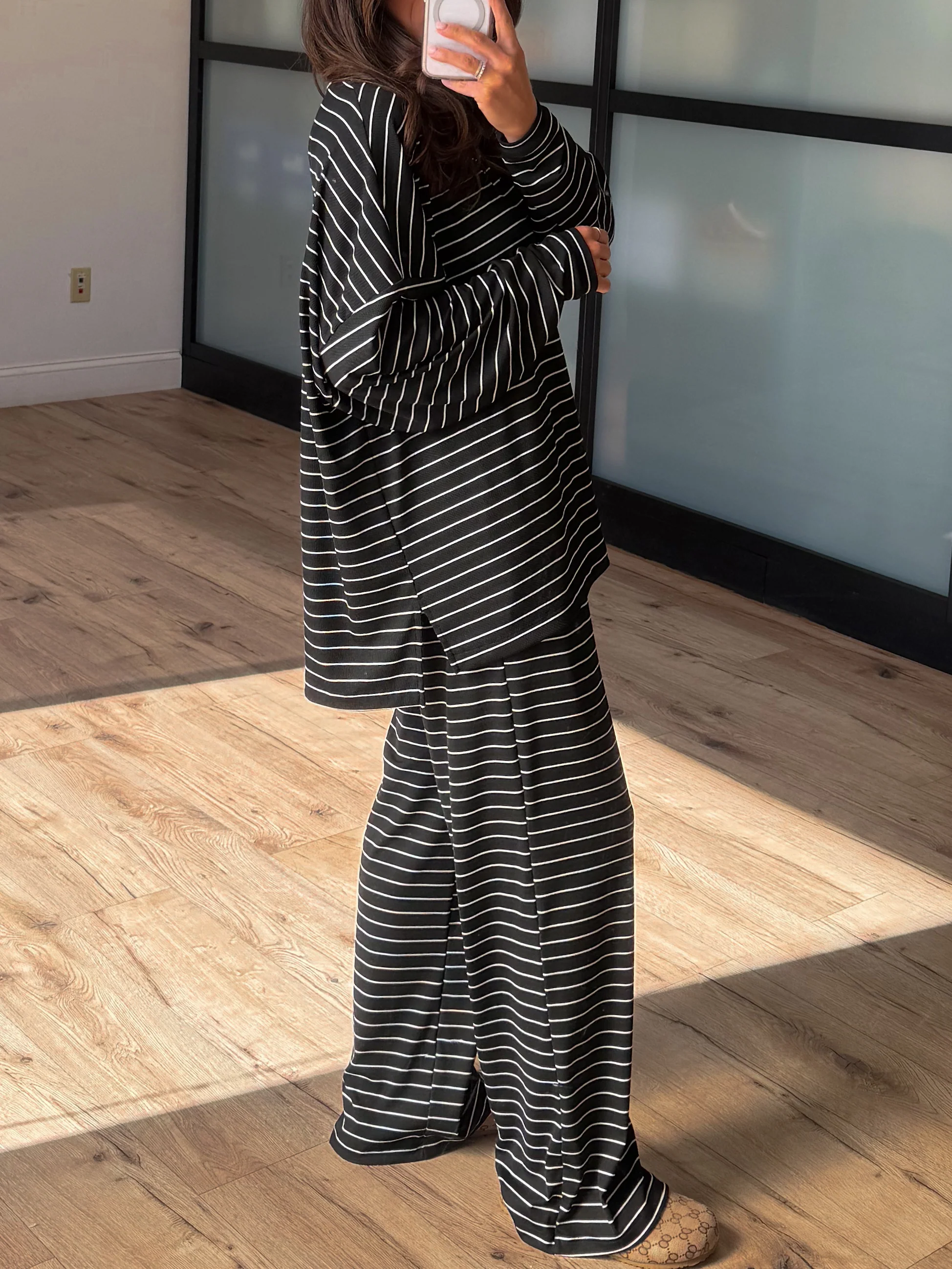 Homebody Stripe Ribbed Set | Black | +Plus Available - Image 4