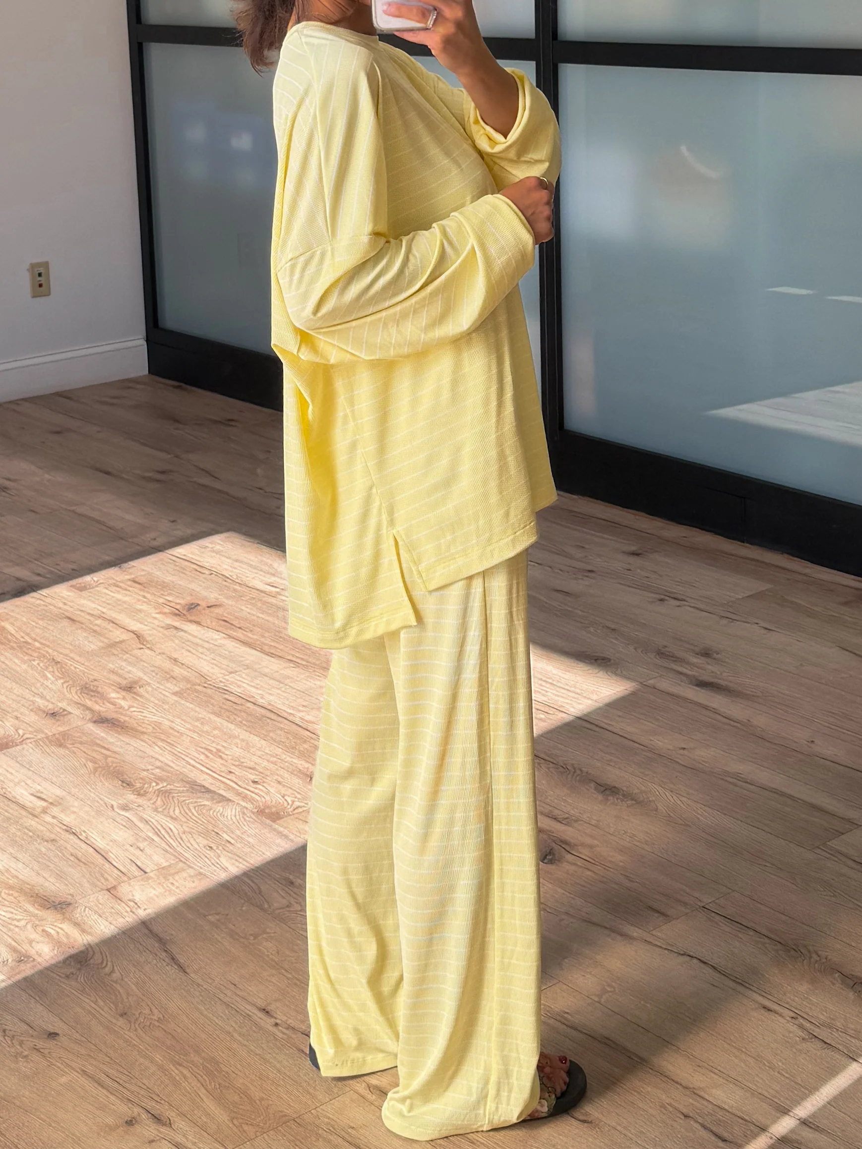 Homebody Stripe Ribbed Set | Lemon | +Plus Available - Image 4