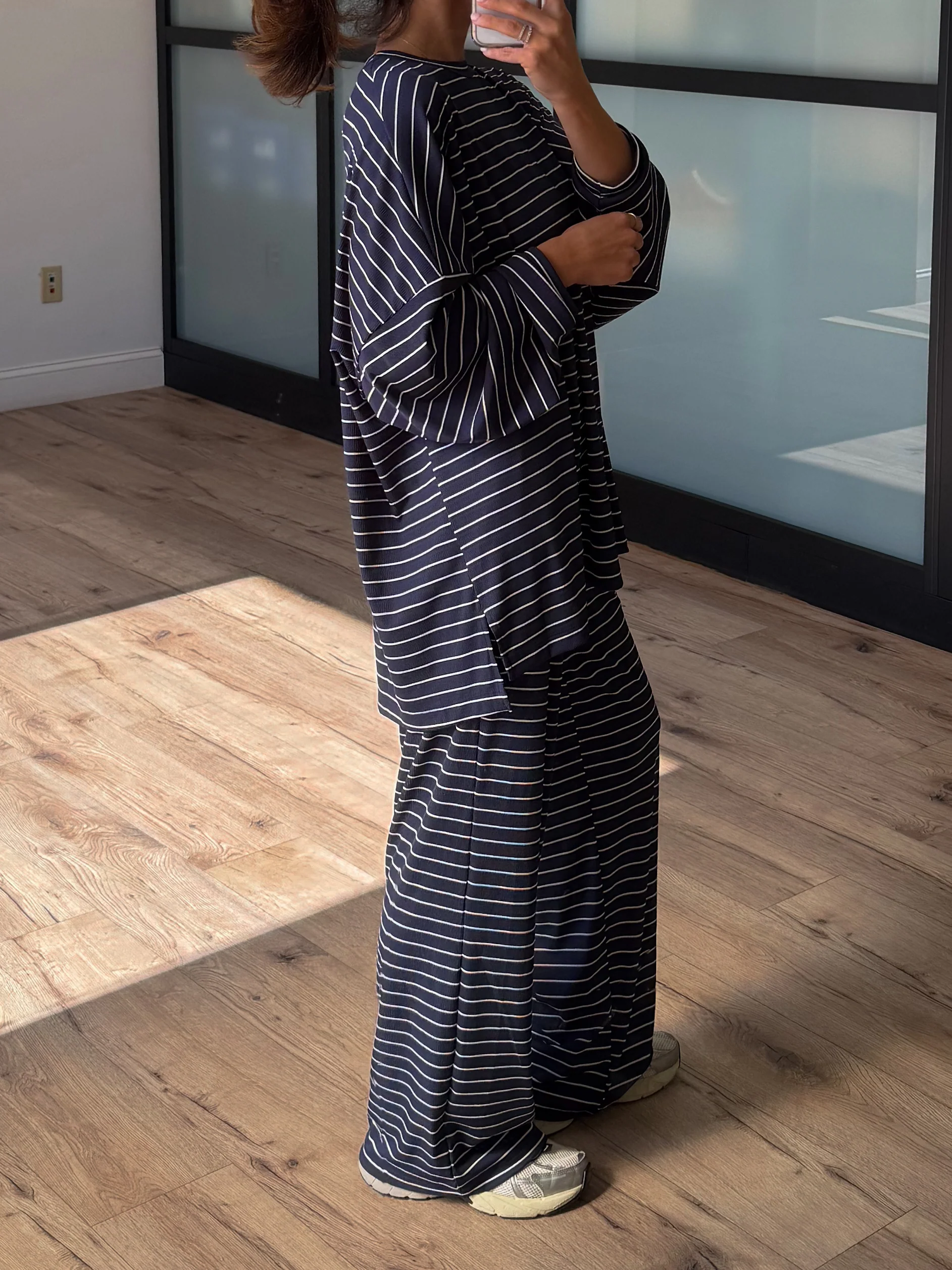 Homebody Stripe Ribbed Set | Navy | +Plus Available - Image 3