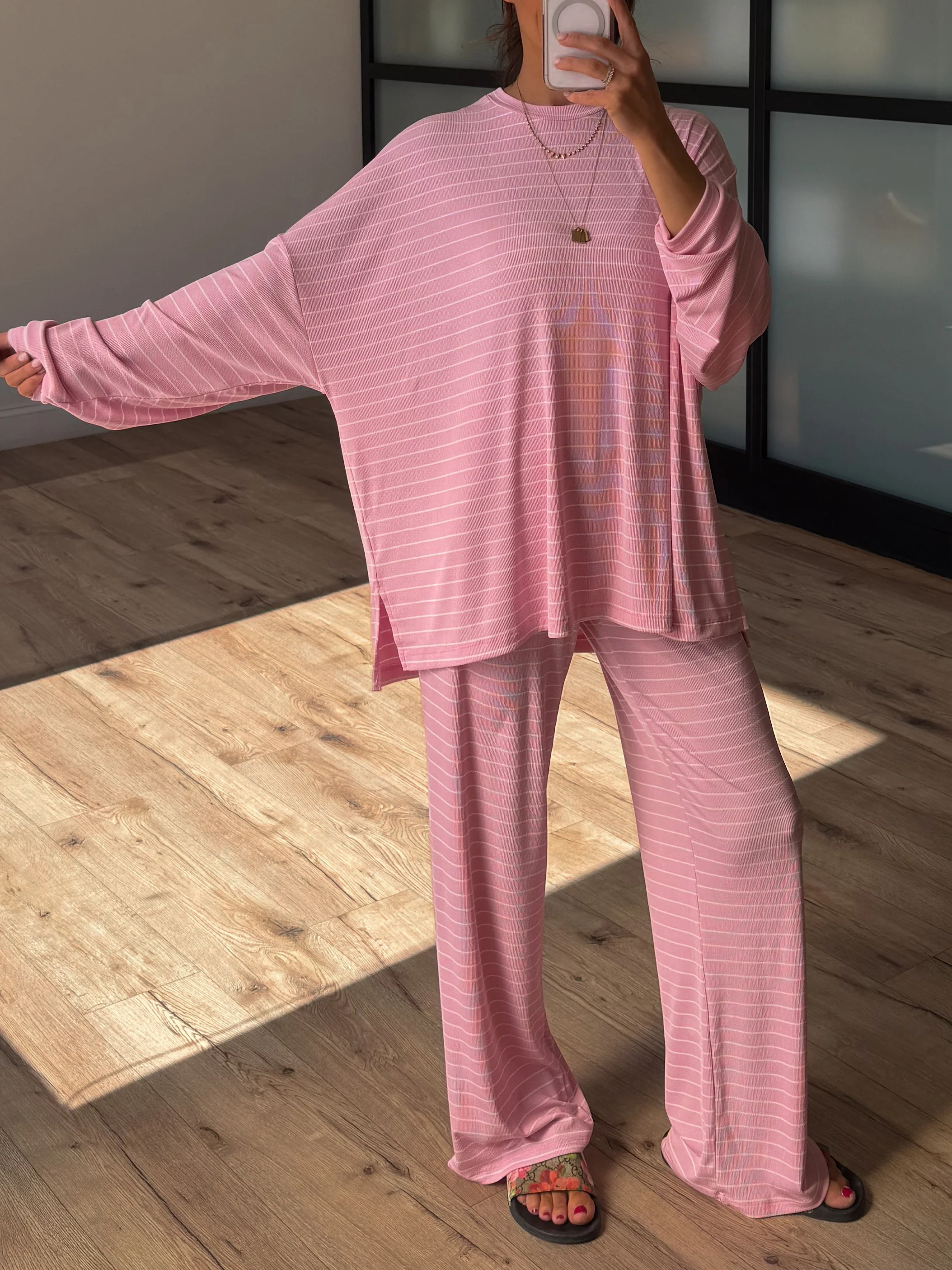 Homebody Stripe Ribbed Set | Pink | +Plus Available - Image 4
