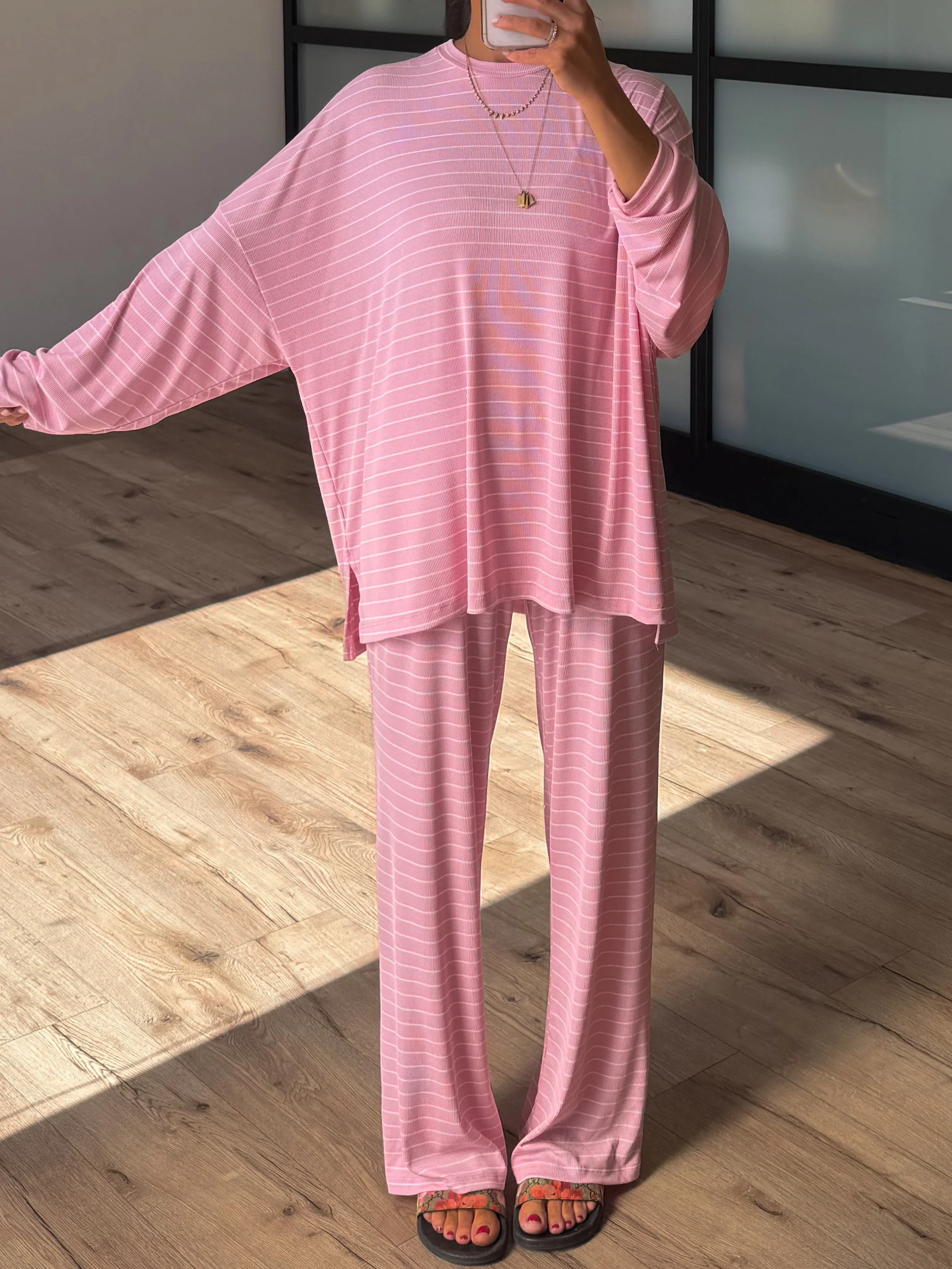 Homebody Stripe Ribbed Set | Pink | +Plus Available - Image 5