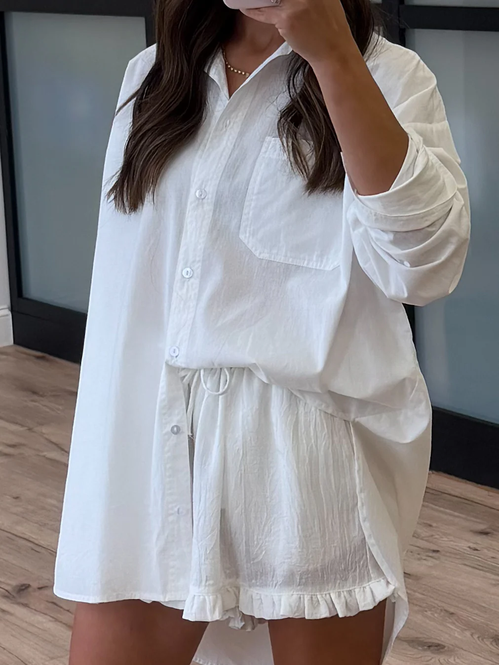 Noelle Drawstring Ruffle Trim Shorts - Image 2