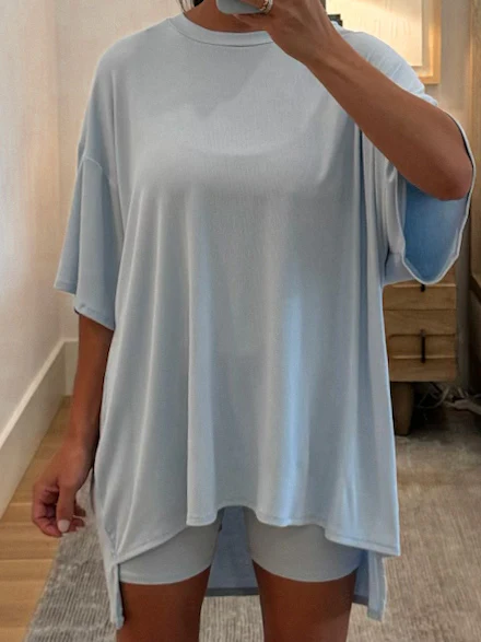 Novi Ribbed Tee + Shorts Set | Baby Blue | +Plus Available | RESTOCK