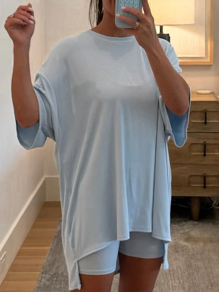 Novi Ribbed Tee + Shorts Set | Baby Blue | +Plus Available | RESTOCK - Image 2