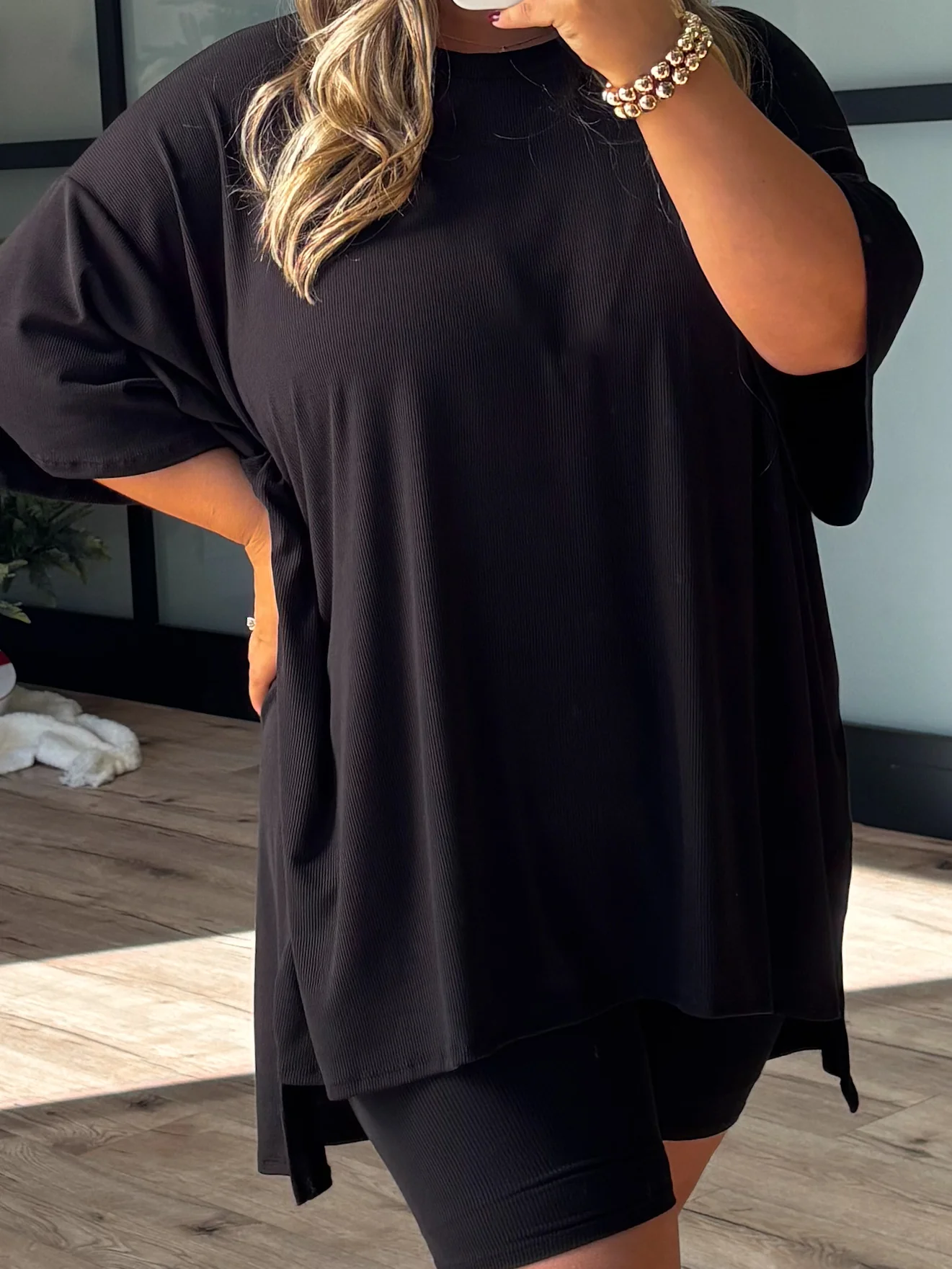 Novi Ribbed Tee + Shorts Set | Black | +Plus Available | RESTOCK - Image 11