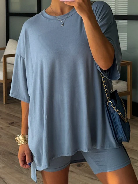 Novi Ribbed Tee + Shorts Set | Denim | +Plus Available | RESTOCK