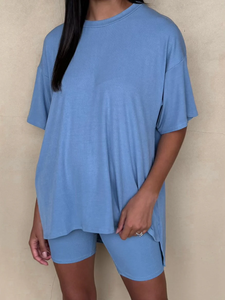 Novi Ribbed Tee + Shorts Set | Denim | +Plus Available | RESTOCK - Image 12