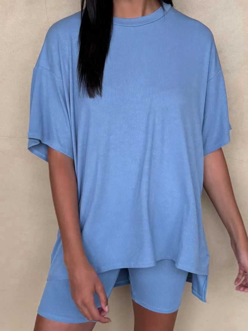 Novi Ribbed Tee + Shorts Set | Denim | +Plus Available | RESTOCK - Image 14