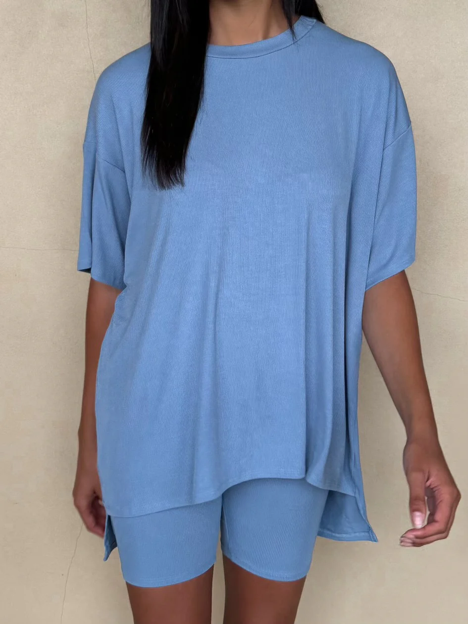 Novi Ribbed Tee + Shorts Set | Denim | +Plus Available | RESTOCK - Image 16
