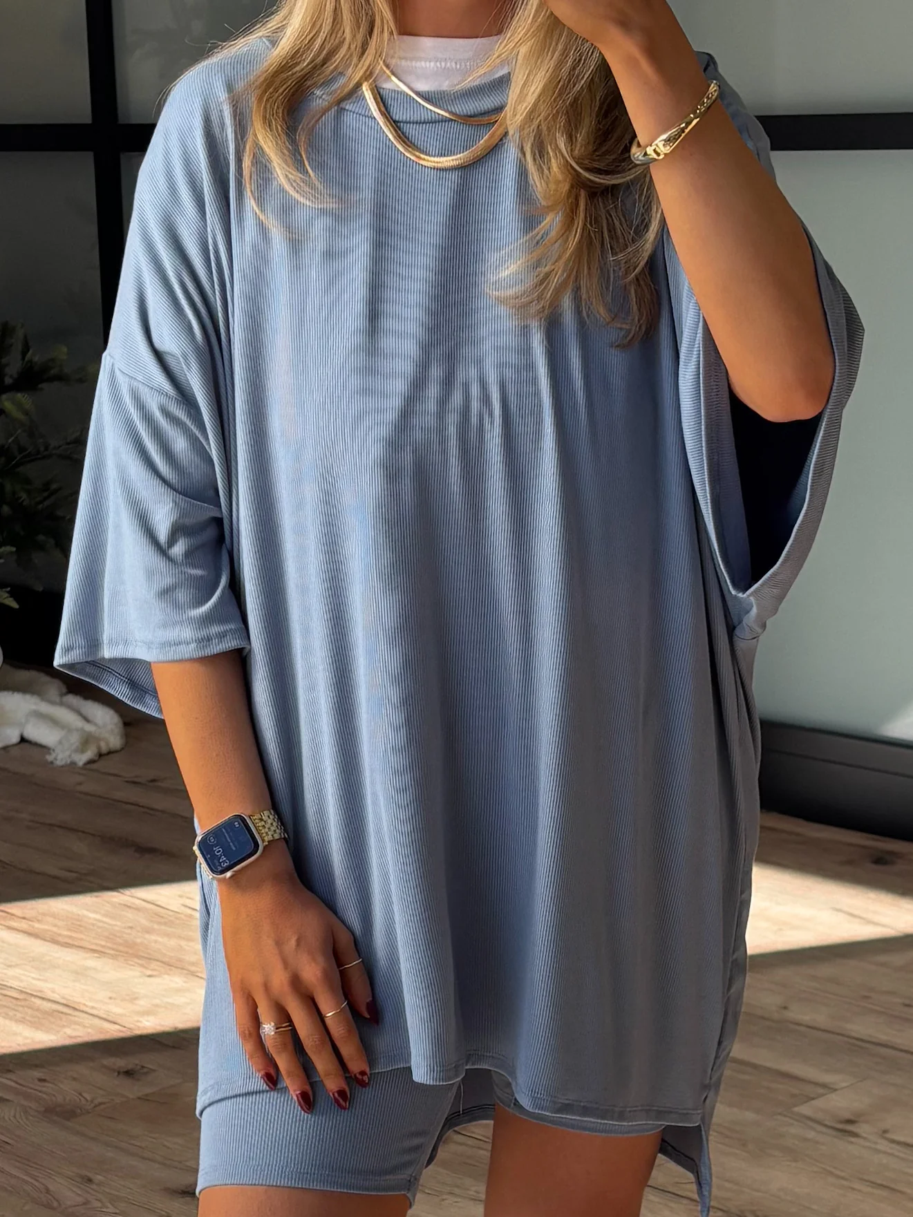 Novi Ribbed Tee + Shorts Set | Denim | +Plus Available | RESTOCK - Image 5